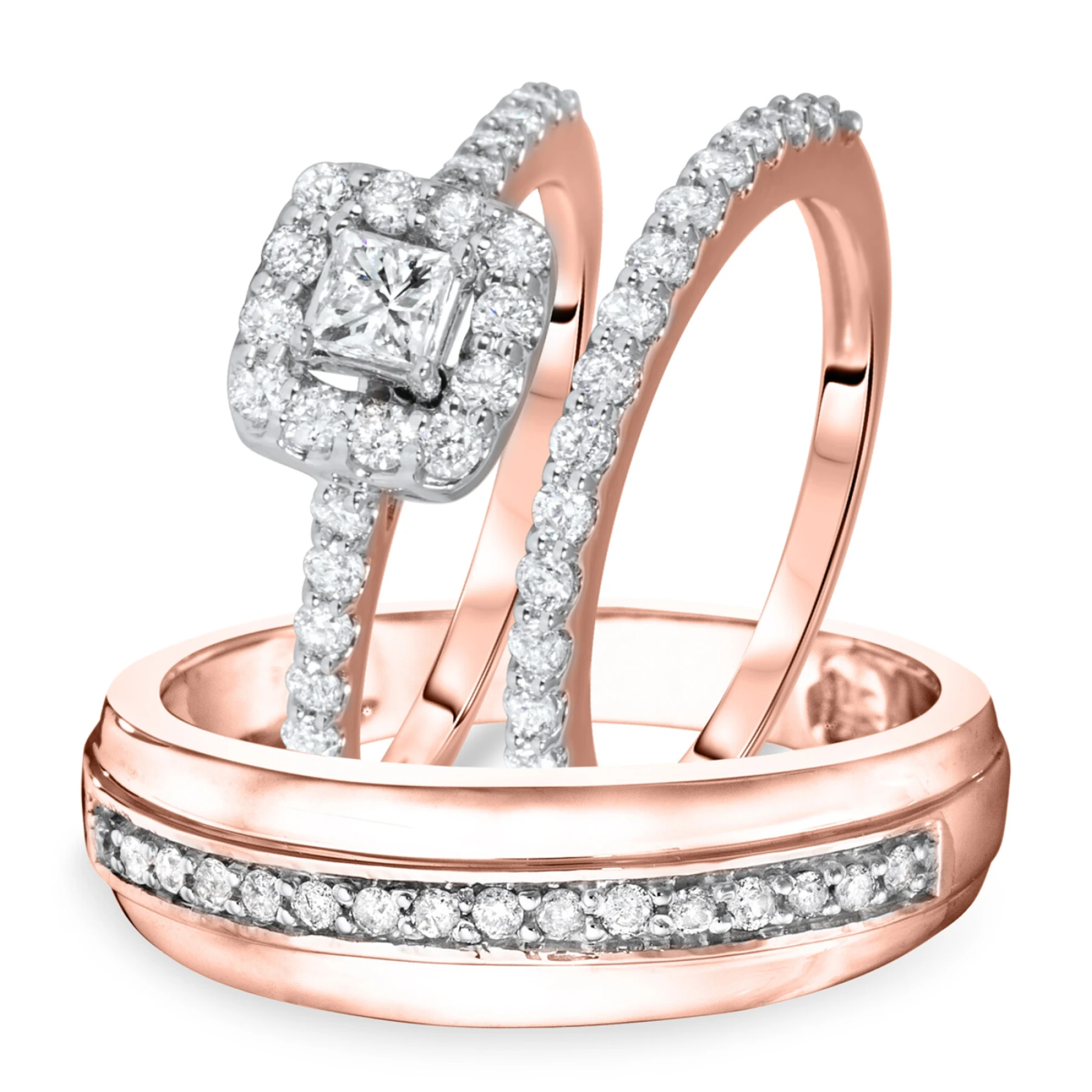 Blake 1 1/4 ct tw. Diamond Princess Solitaire Trio Set - view 1