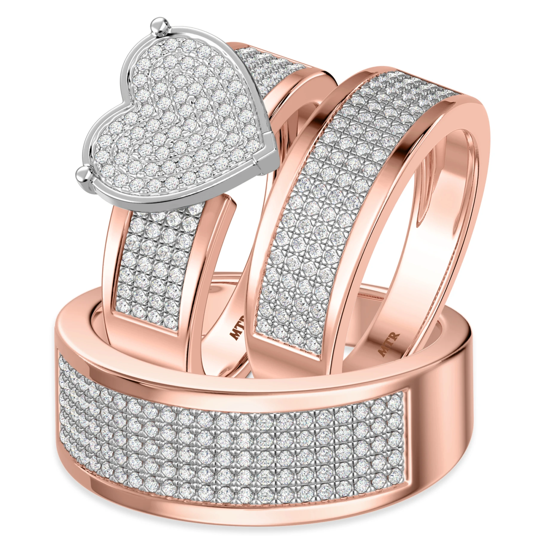 Valentina 1 ct tw. Diamond Heart Cluster Trio Set - view 1