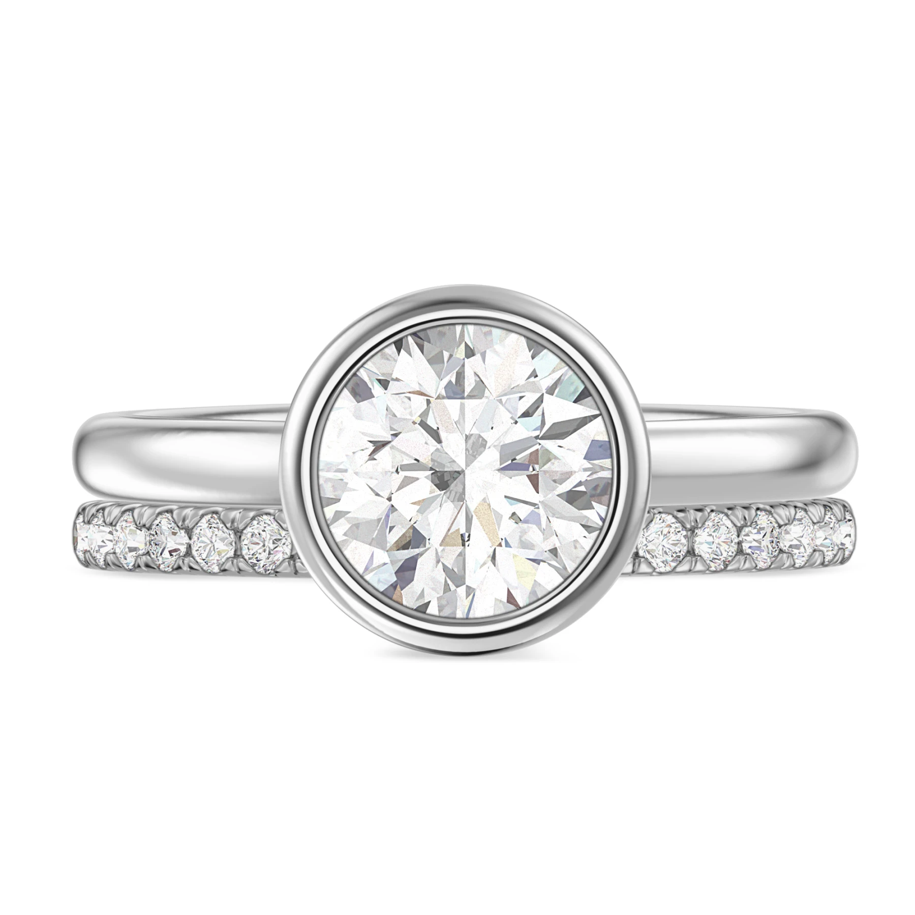 Niu 2 1/7 ct tw. Lab Grown Diamond Round Solitaire Bridal Set Vermeil