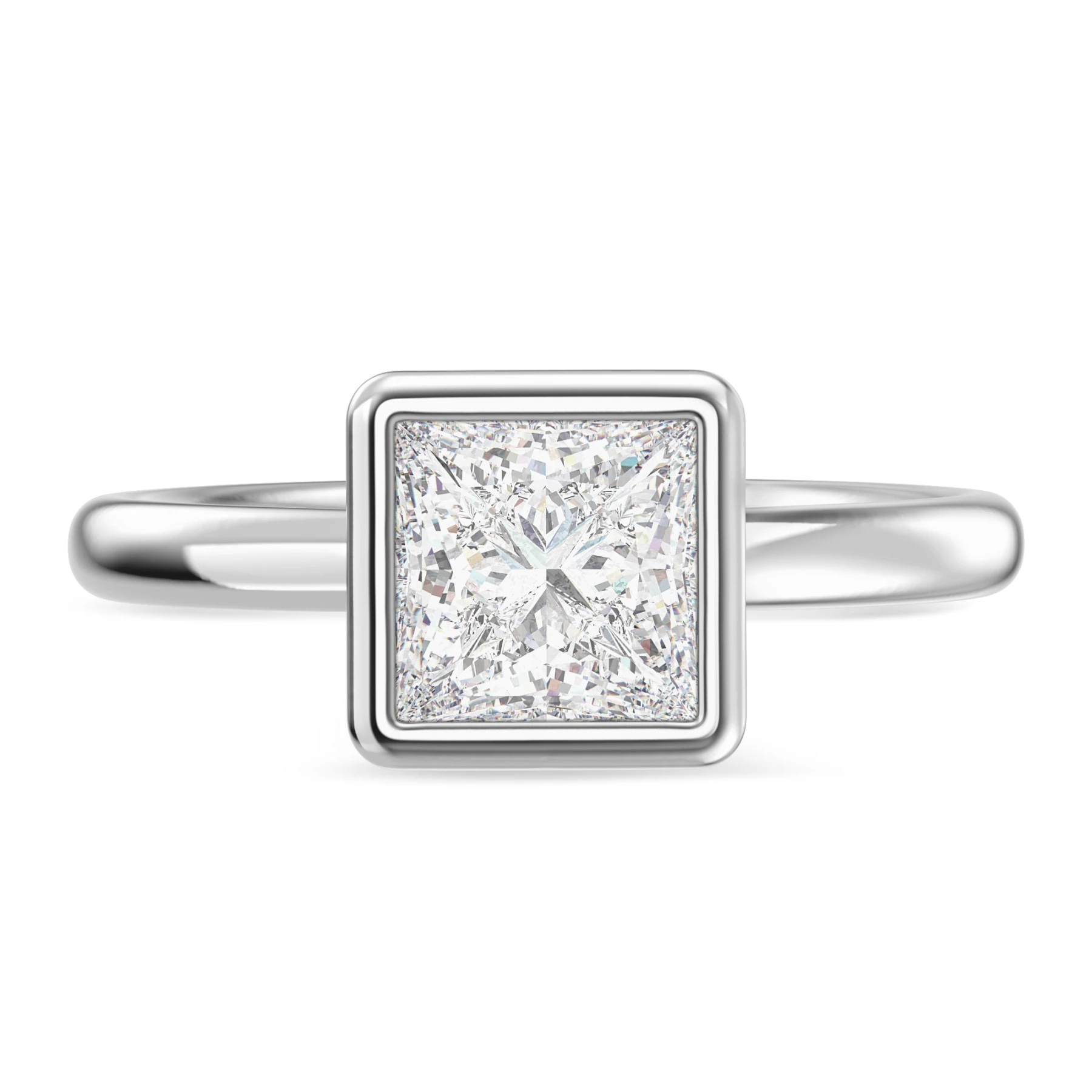 Niu 2 ct tw. Lab Grown Diamond Princess Solitaire Engagement Ring Vermeil