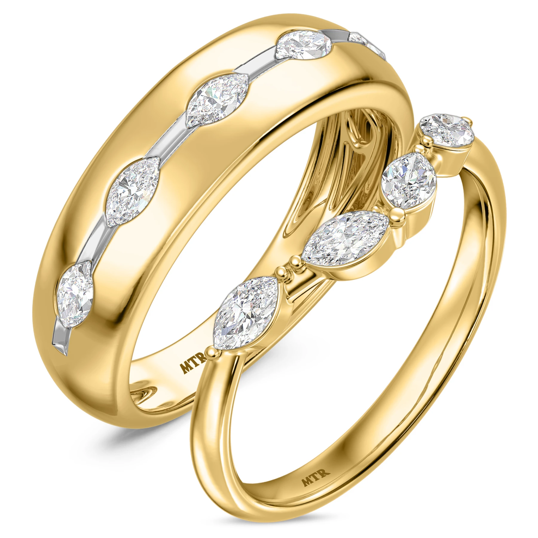 Vitella 7/8 ct tw. Lab Grown Diamond Wedding Band Set