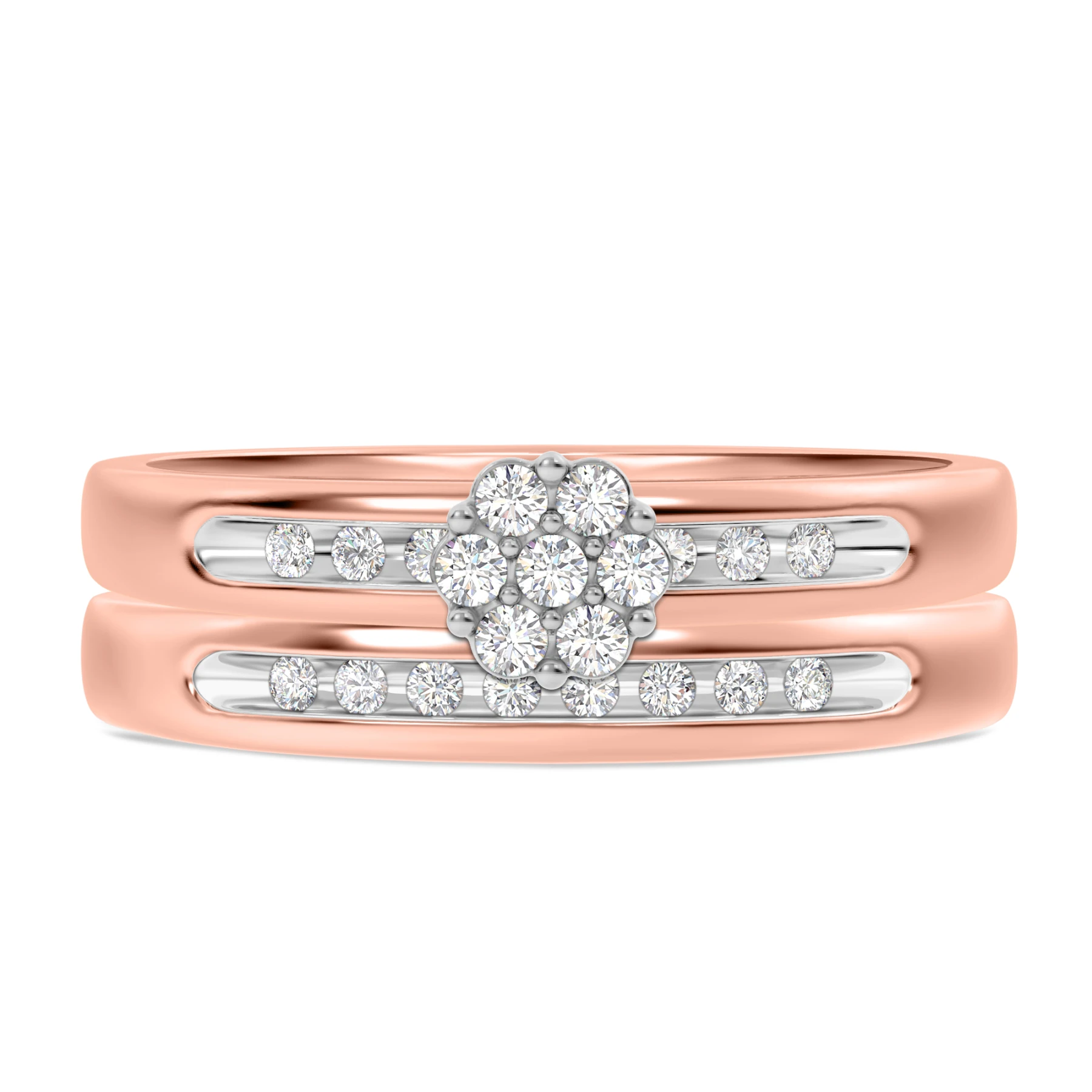 Gaia 1/5 Carat T.W. Diamond Round Cluster Bridal Set - view 1