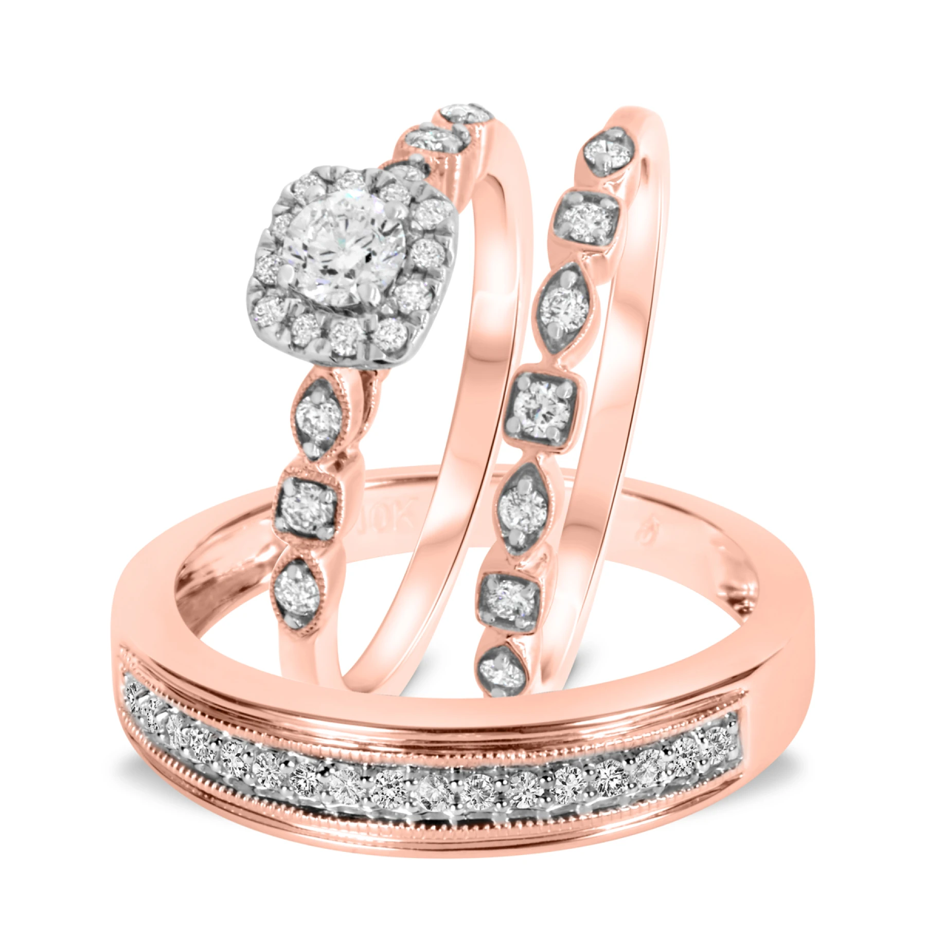 Britt 3/4 ct tw. Diamond Round Solitaire Trio Set - view 1