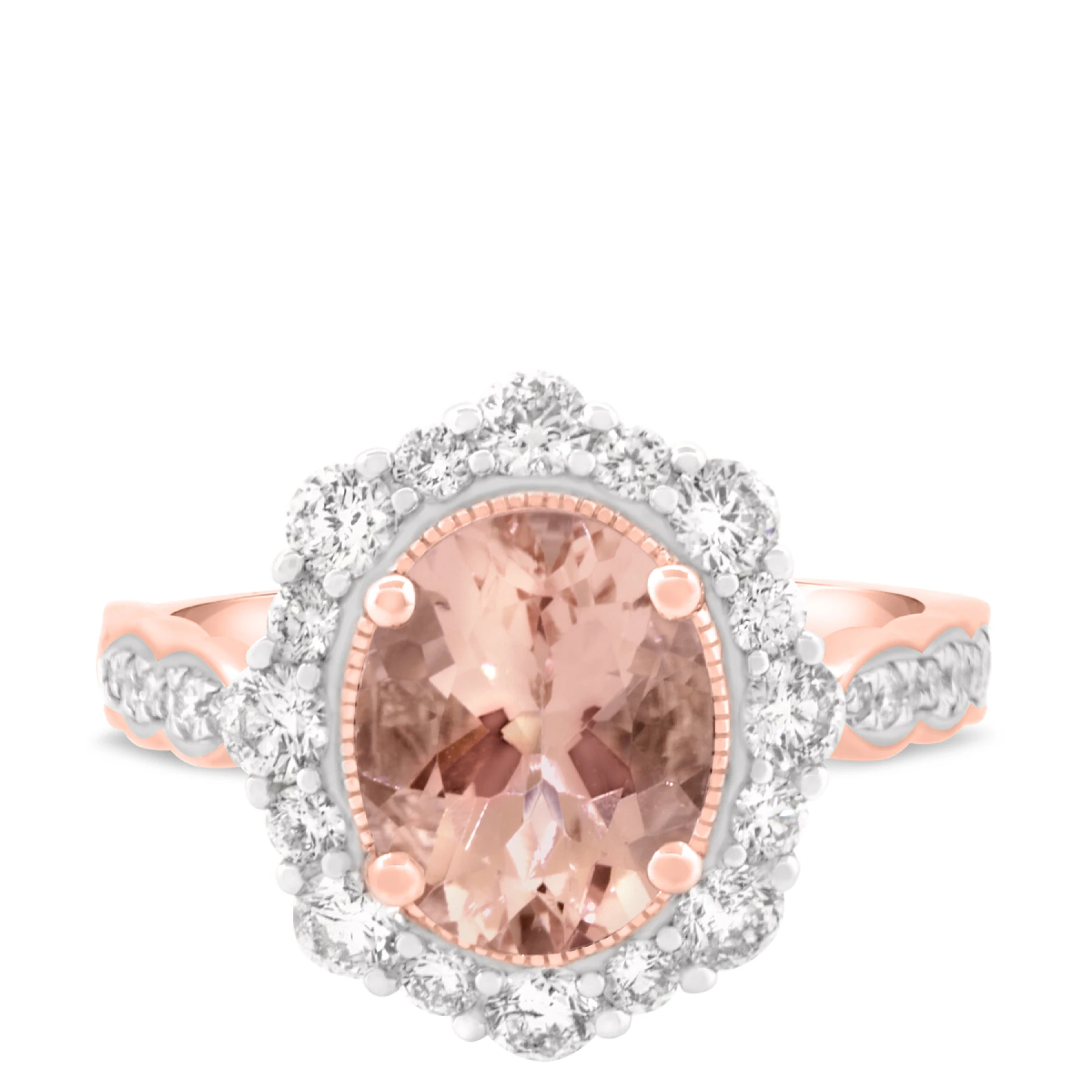 Peony 3 CT. T.W. Morganite and diamond Engagement Ring