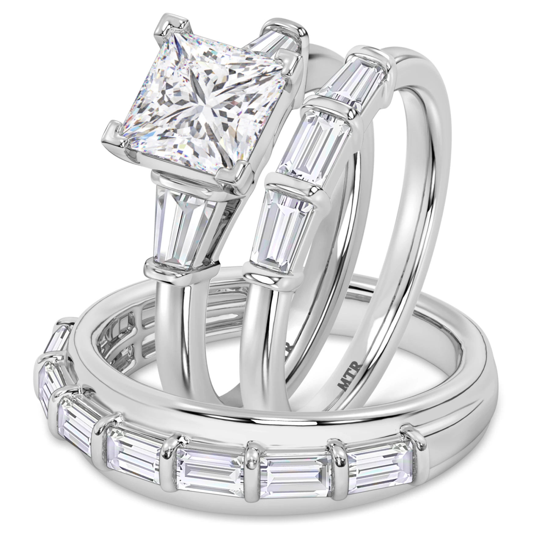 Canna 3 3/4 ct tw. Lab Grown Diamond Princess Solitaire Trio Set - view 1