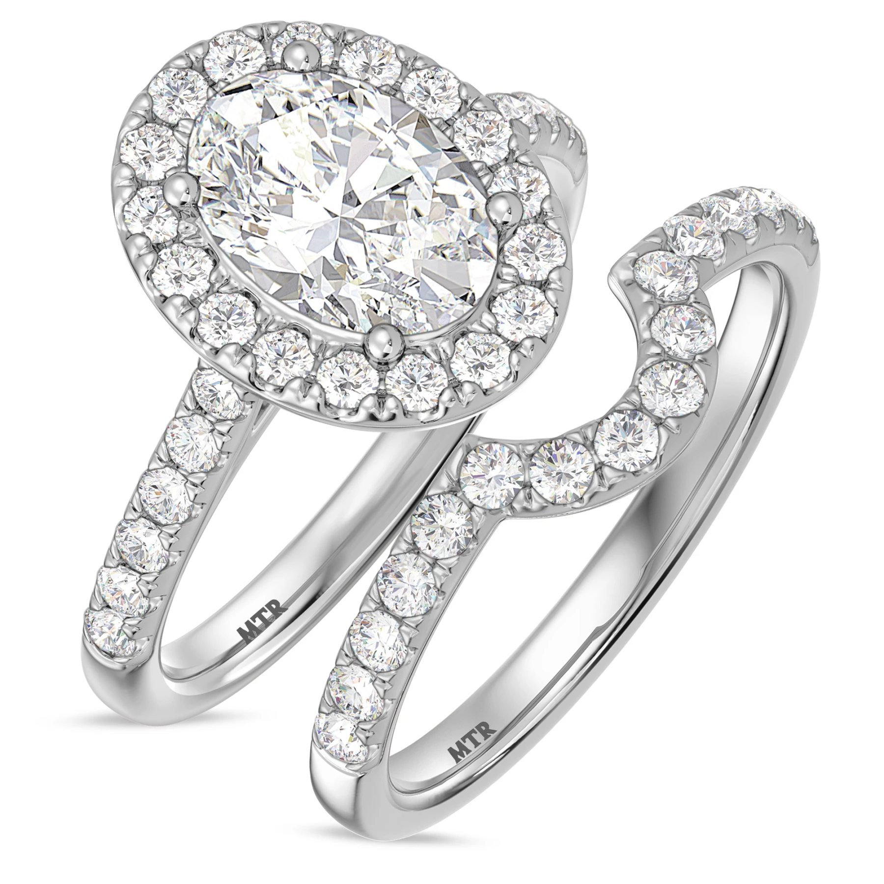 Adeola 2 7/8 ct tw. Lab Grown Diamond Oval Solitaire Bridal Set Vermeil