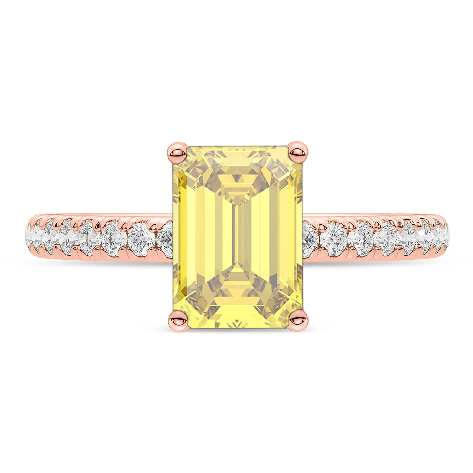 Zaila 3 1/2 ct tw. Lab Grown Emerald Solitaire Yellow Diamond Engagement Ring
