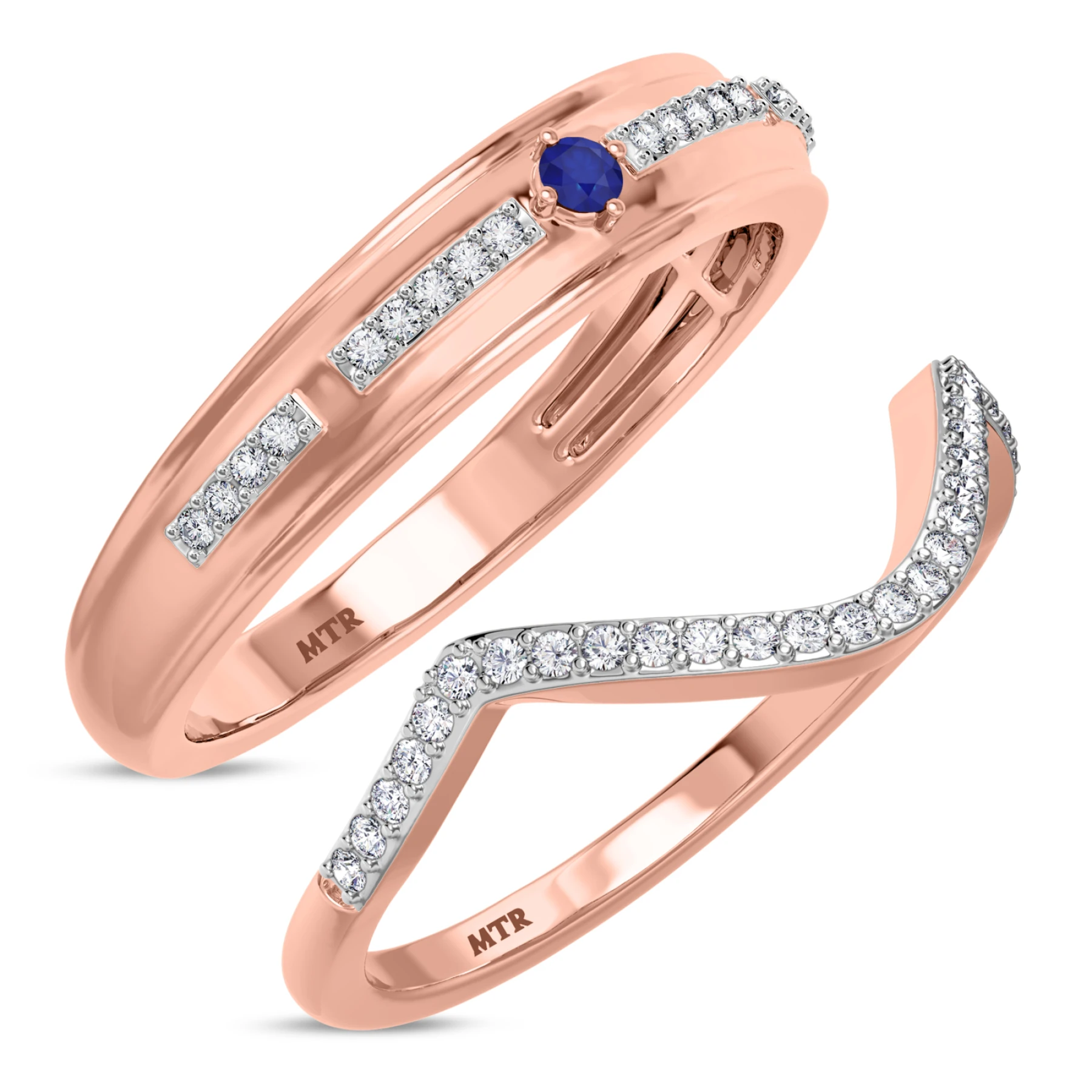 Liana 1/4 Carat T.W. Sapphire and Diamond Matching Wedding Band Set - view 1