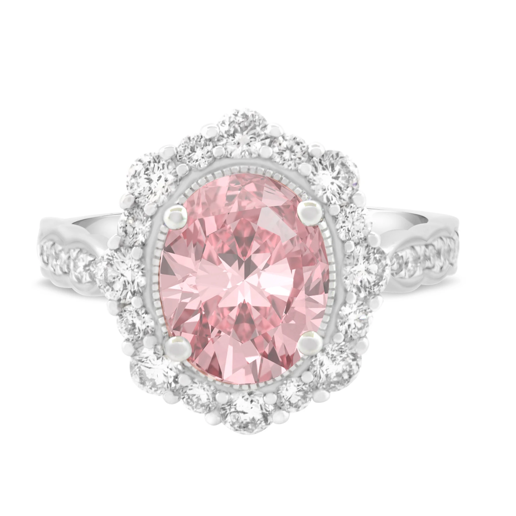 Peony 3 Carat T.W. Morganite and diamond Engagement Ring Vermeil