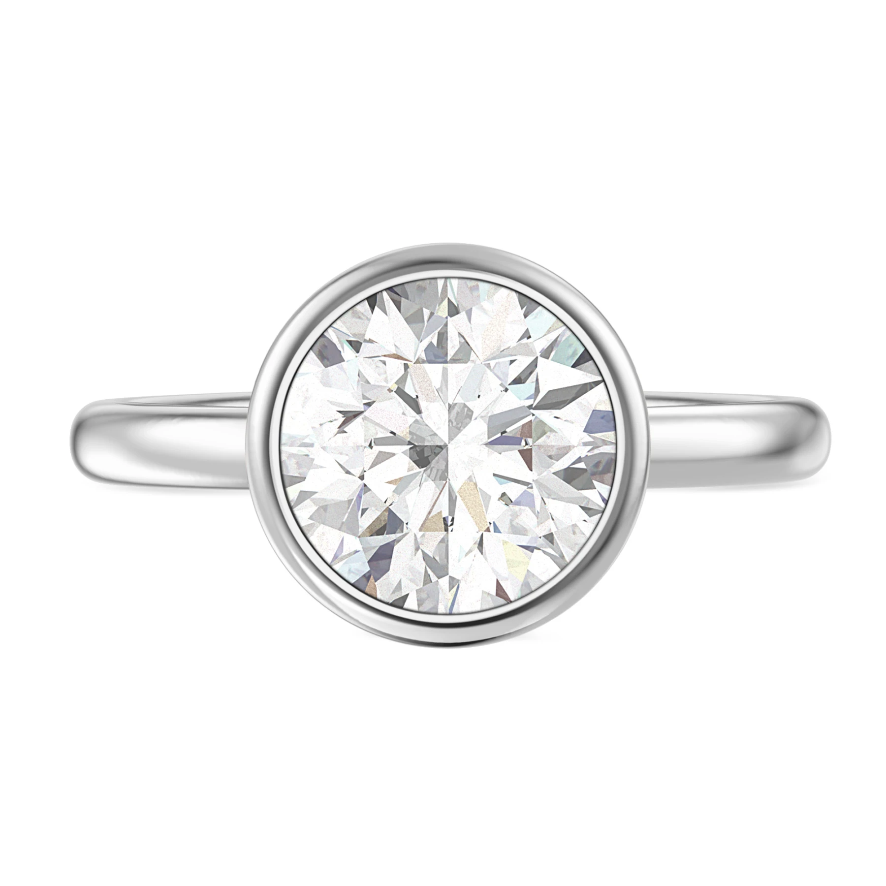 Niu 3 ct tw. Lab Grown Diamond Round Solitaire Engagement Ring Vermeil