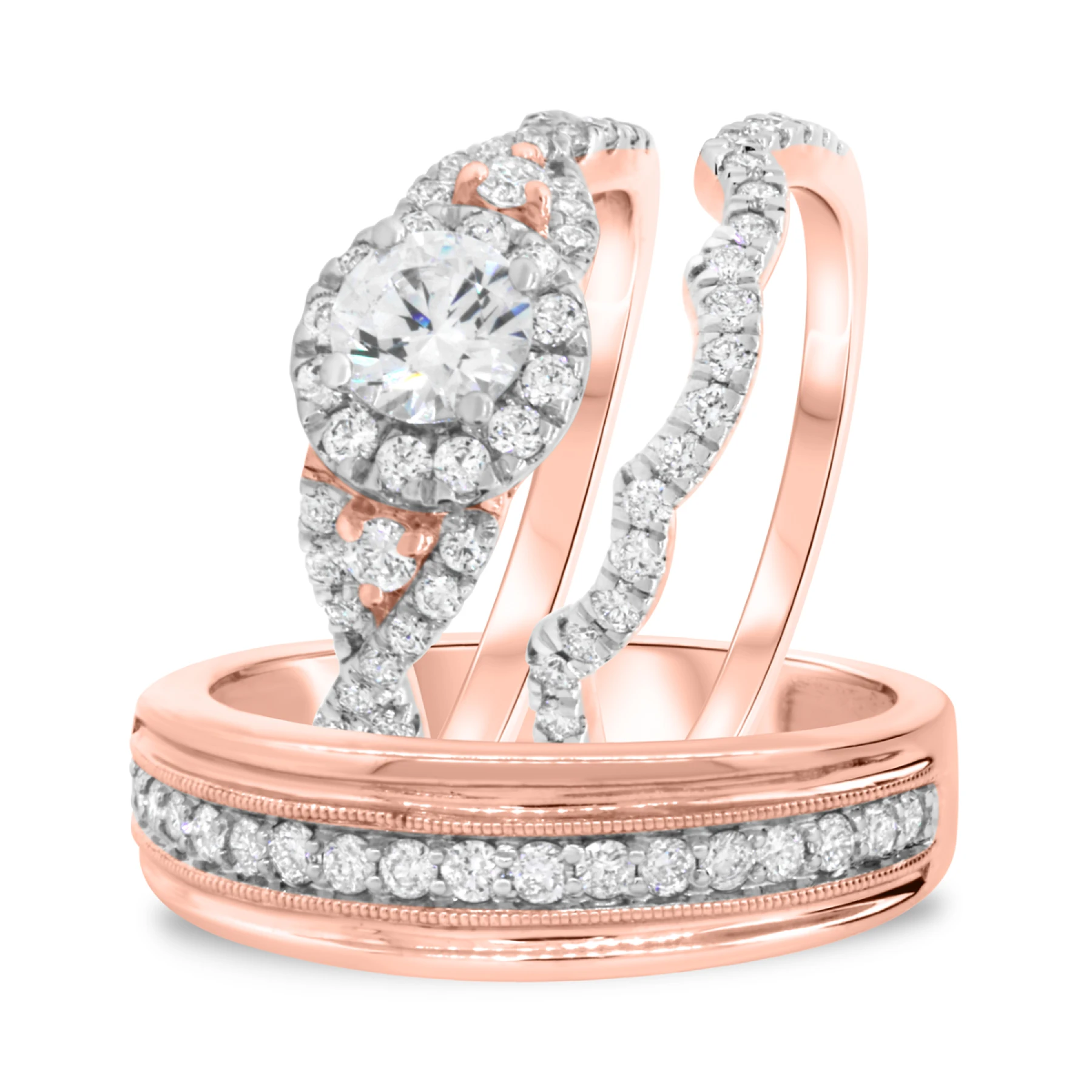 Margie 1 3/8 ct tw. Lab Grown Diamond Round Solitaire Trio Set - view 1