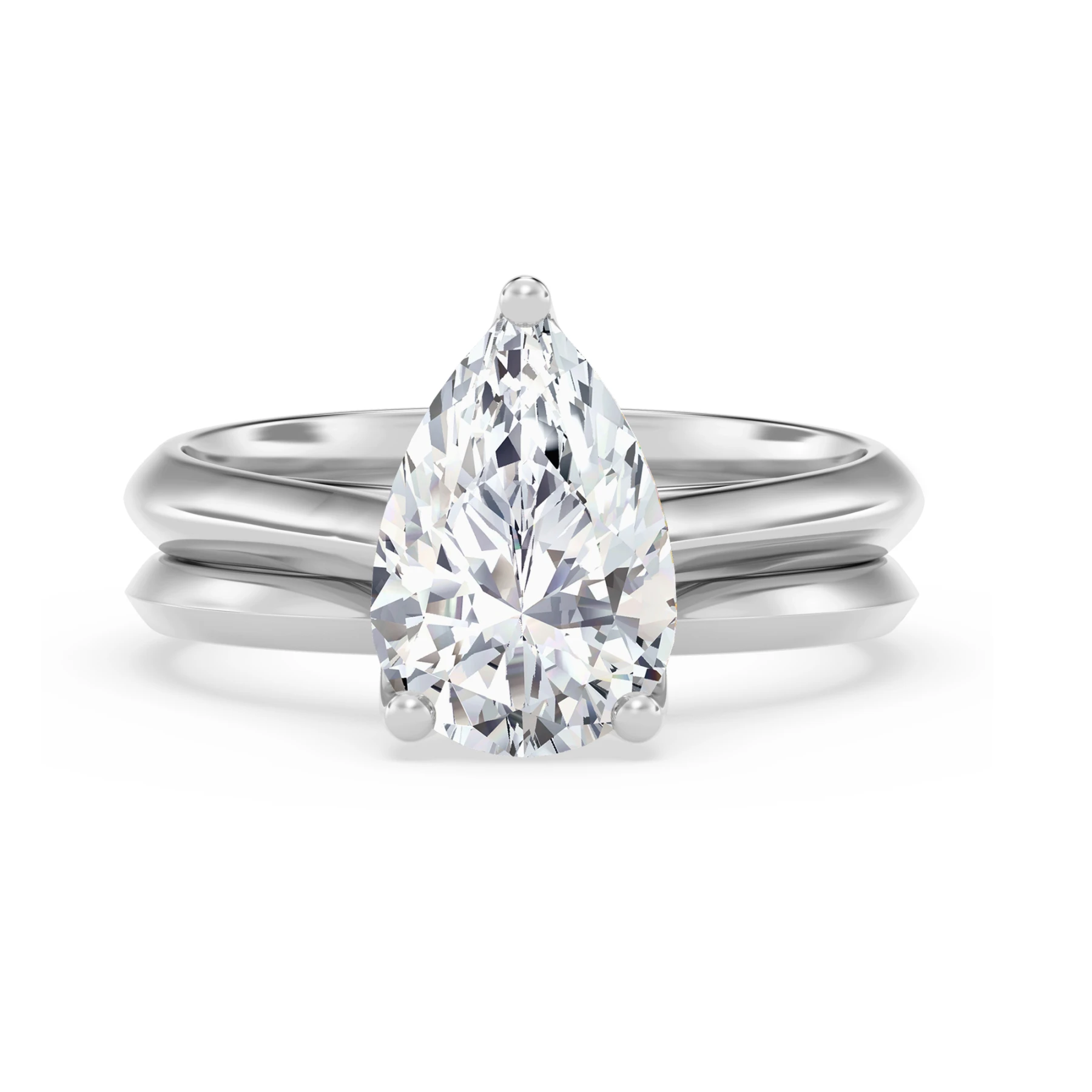 Jena 2 ct tw. Lab Grown Diamond Pear Solitaire Bridal Set Vermeil