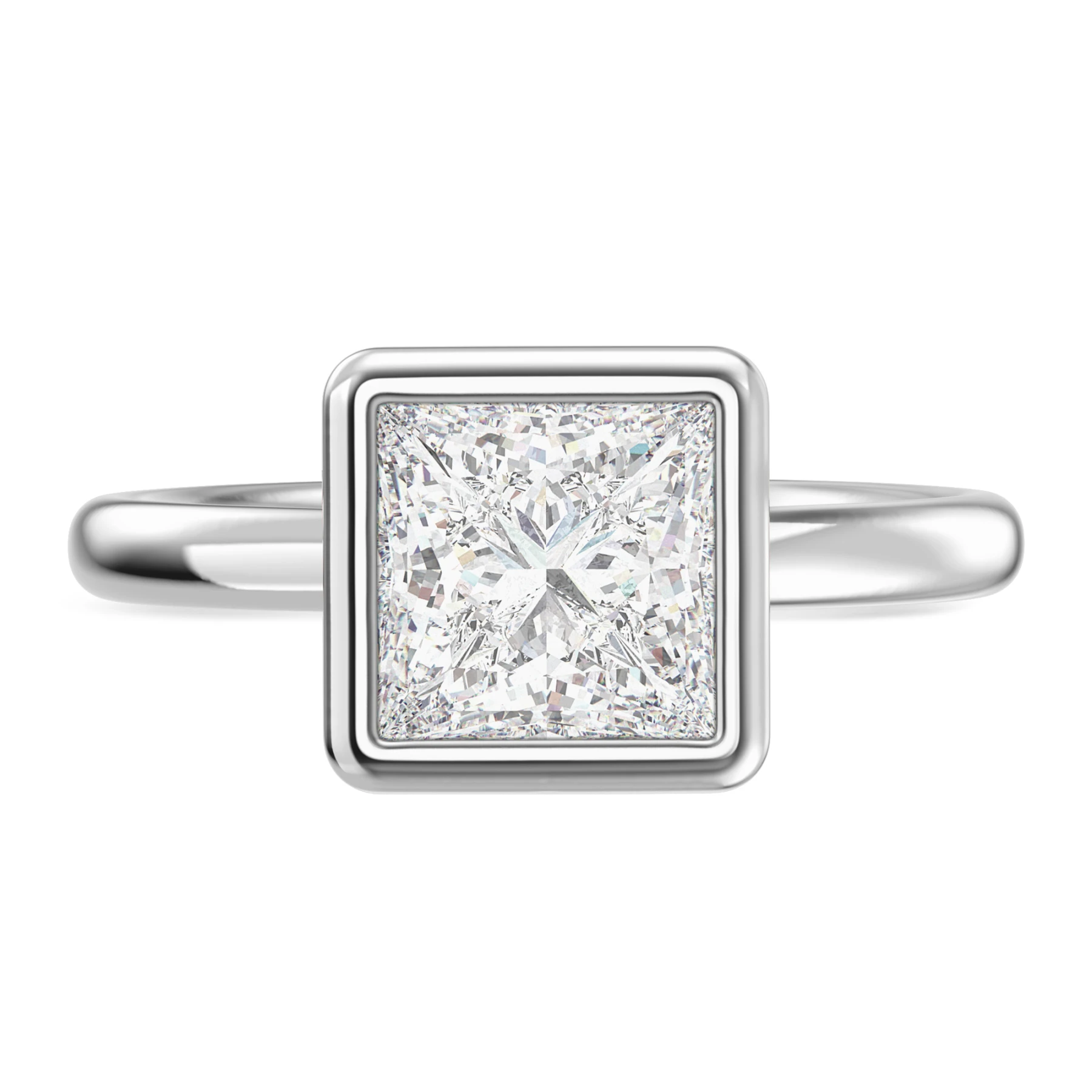 Niu 3 ct tw. Lab Grown Diamond Princess Solitaire Engagement Ring Vermeil