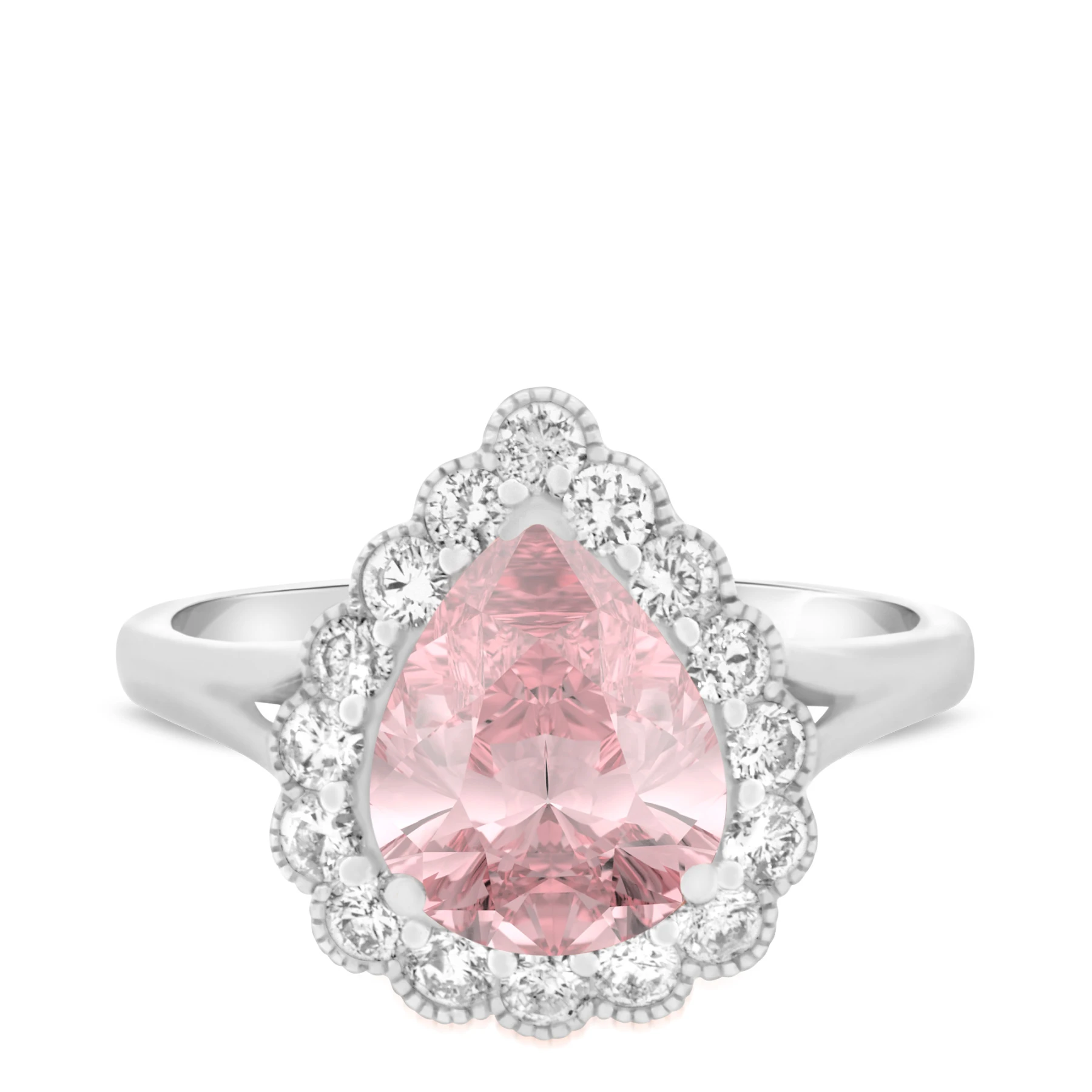 Lotus 2 1/4 Carat T.W. Morganite and diamond Engagement Ring Vermeil