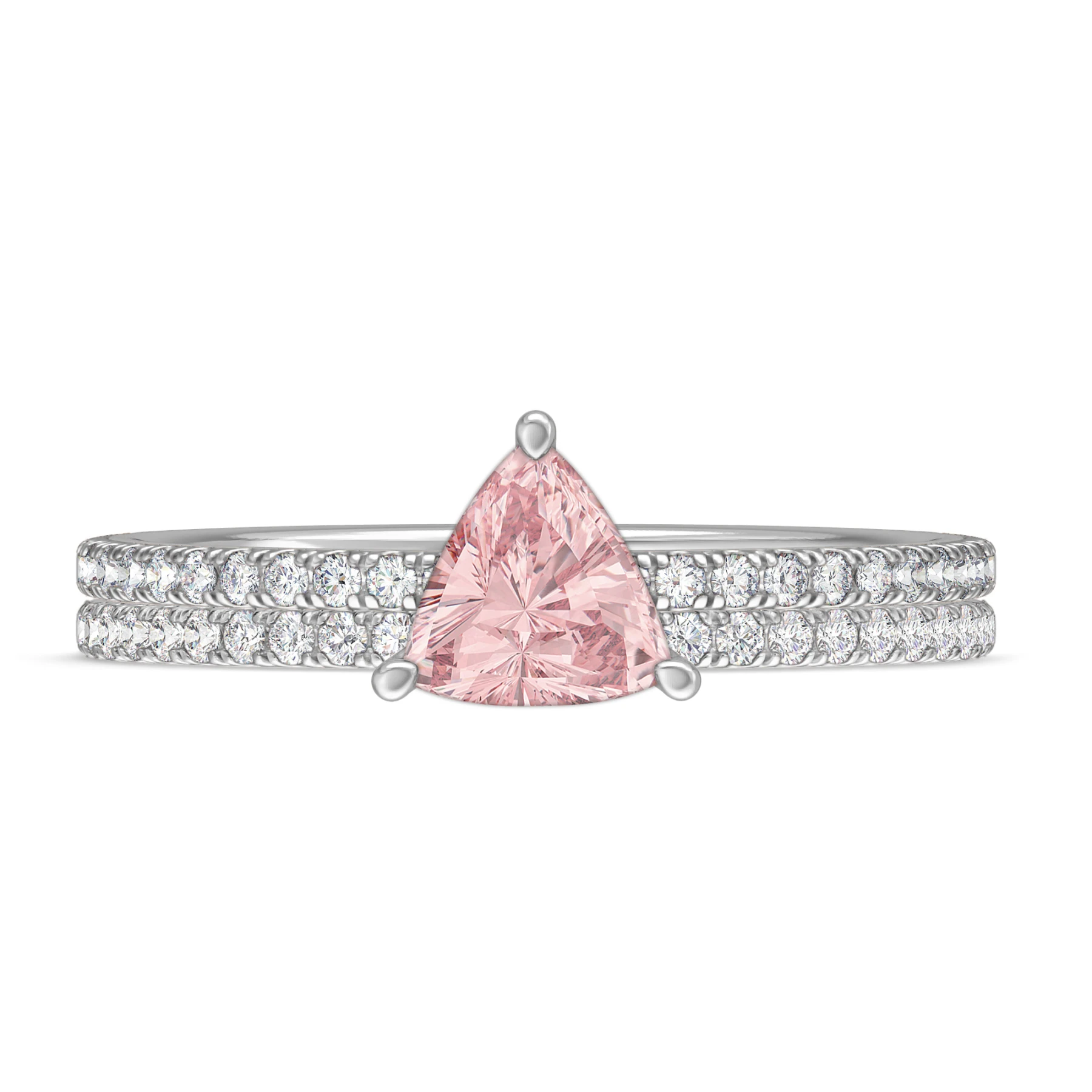 Fawn 1 3/8 Carat T.W. Morganite and Diamond Matching Bridal Set 14K White Gold