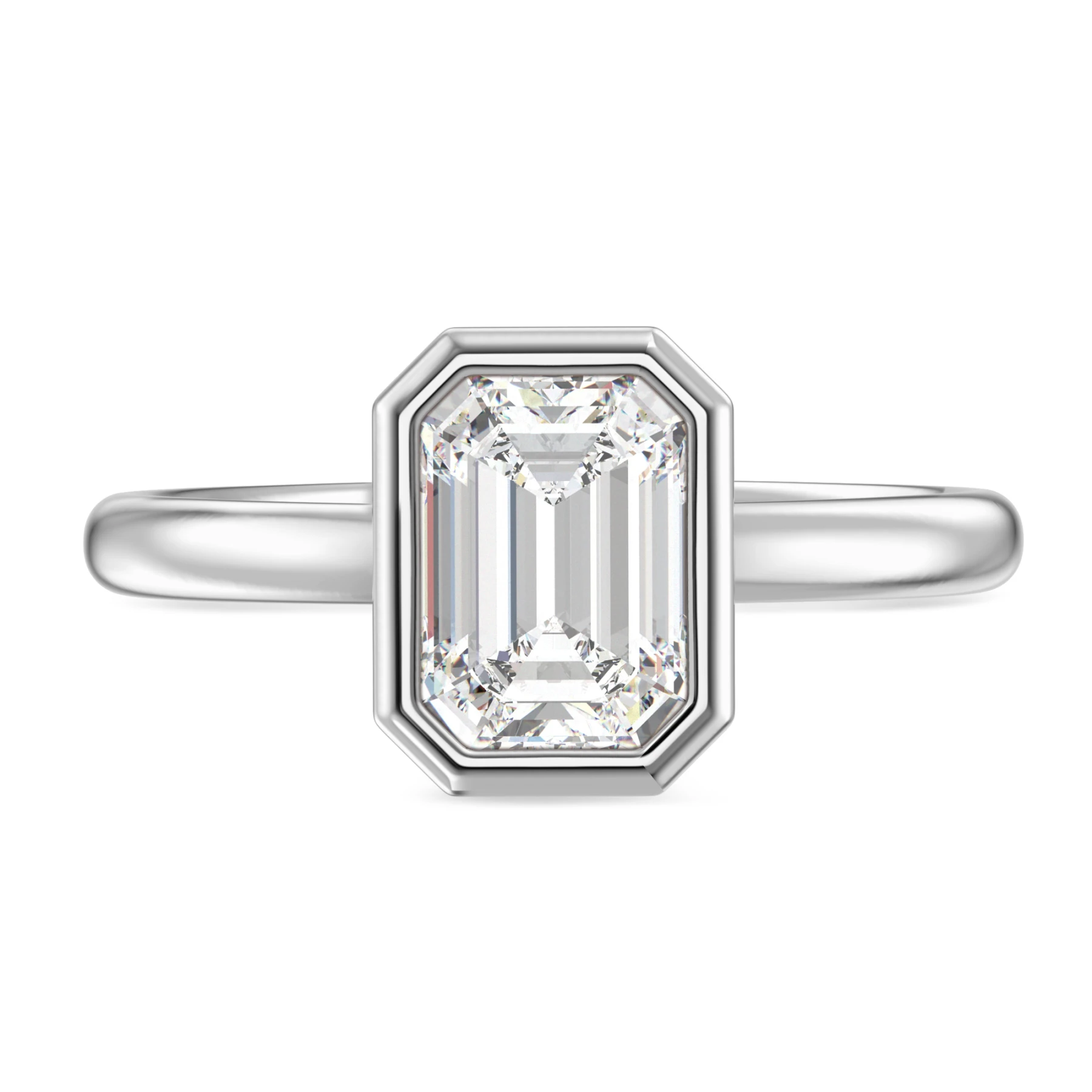 Niu 2 ct tw. Lab Grown Diamond Emerald Solitaire Engagement Ring Vermeil