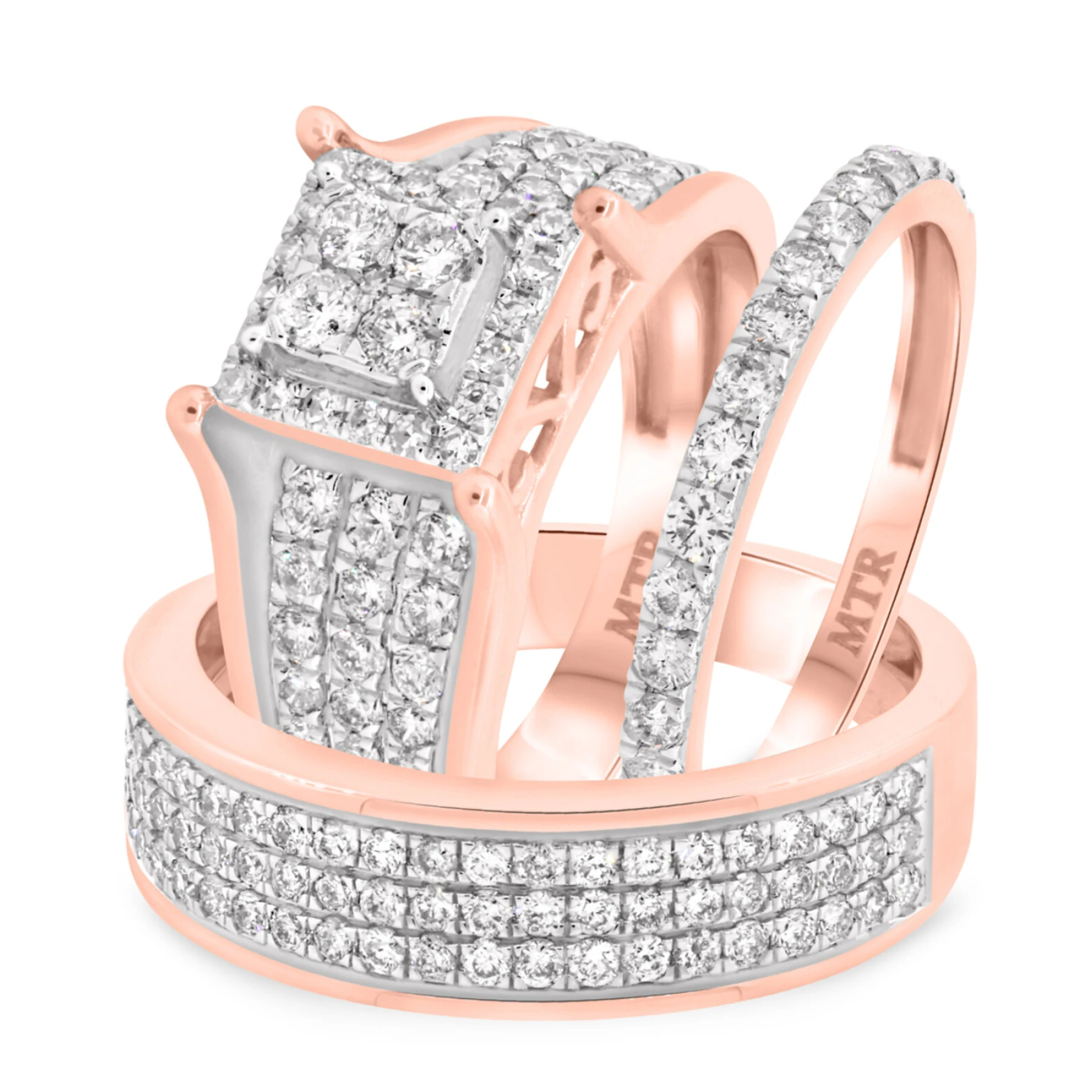 River 2 ct tw. Diamond Princess Cluster Trio Set - view 1