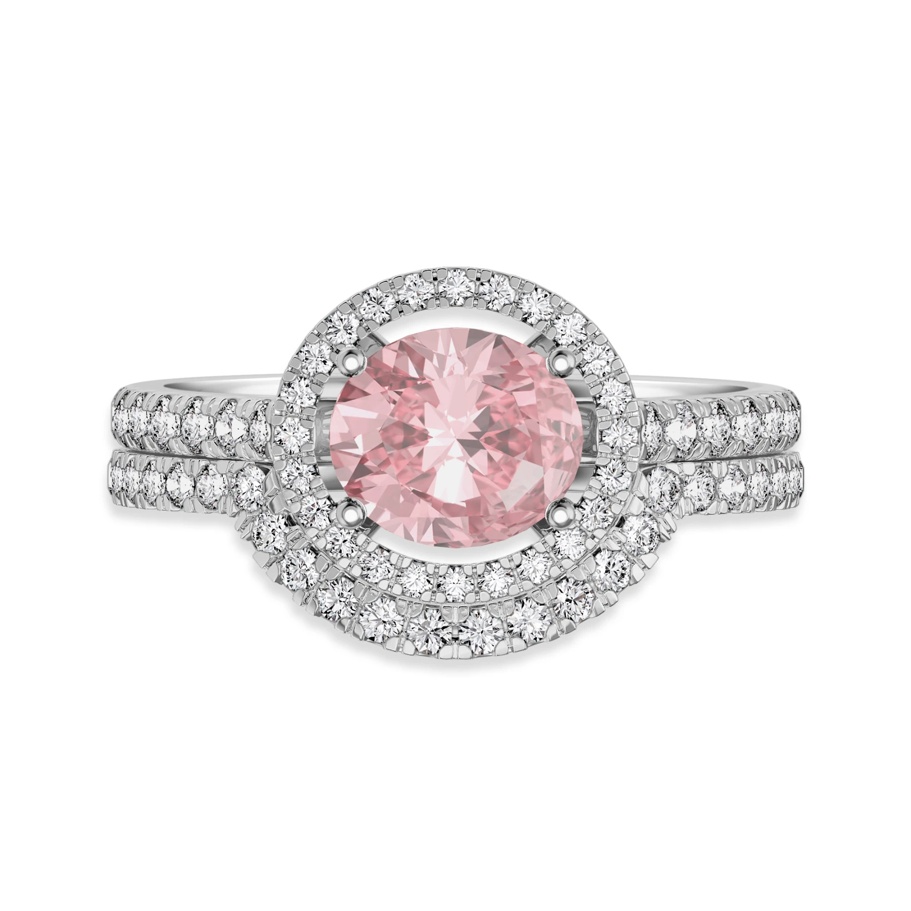 Sloane 1 2/3 Carat T.W. Morganite and Diamond Matching Bridal Set 14K White