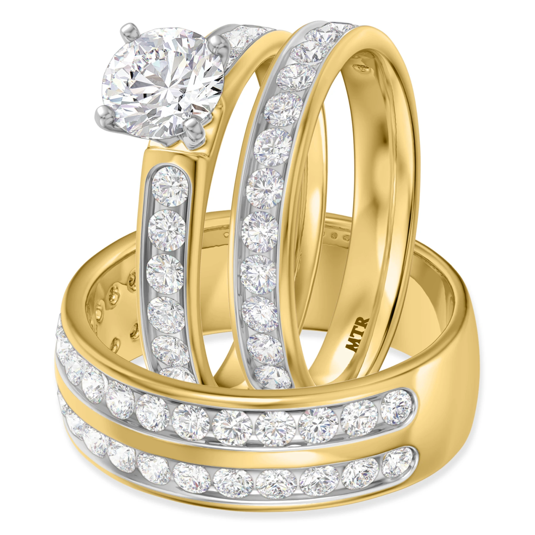 Arnie 3 1/4 ct tw. Lab Grown Diamond Round Solitaire Trio Set - view 1