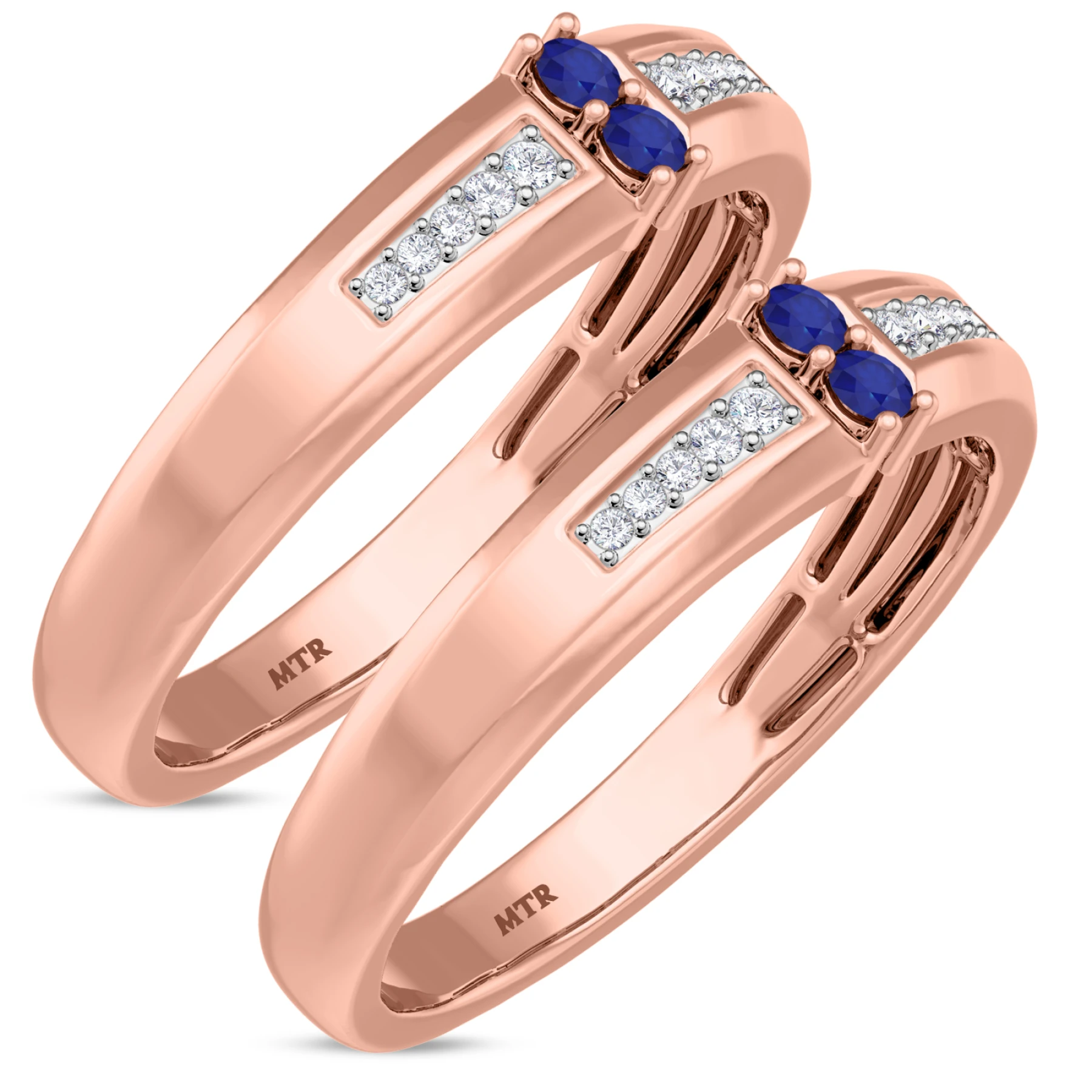 Chrisoula 1/8 Carat T.W. Sapphire and Diamond Matching Wedding Band Set - view 1