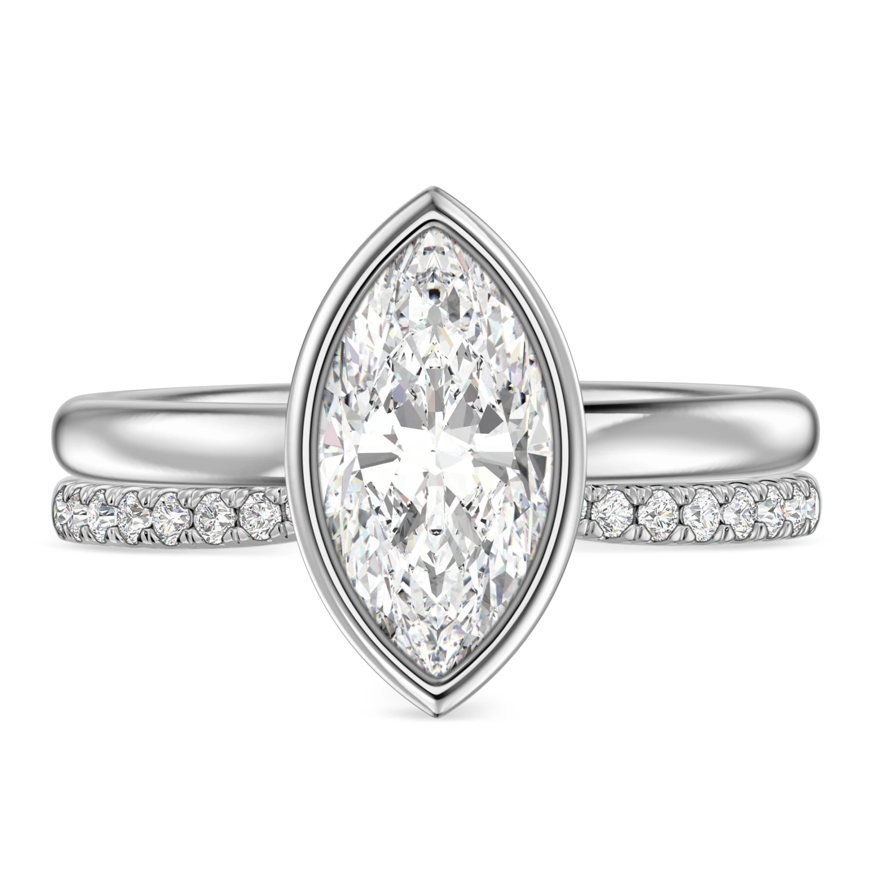 Niu 2 1/10 ct tw. Lab Grown Diamond Marquise Solitaire Bridal Set Vermeil