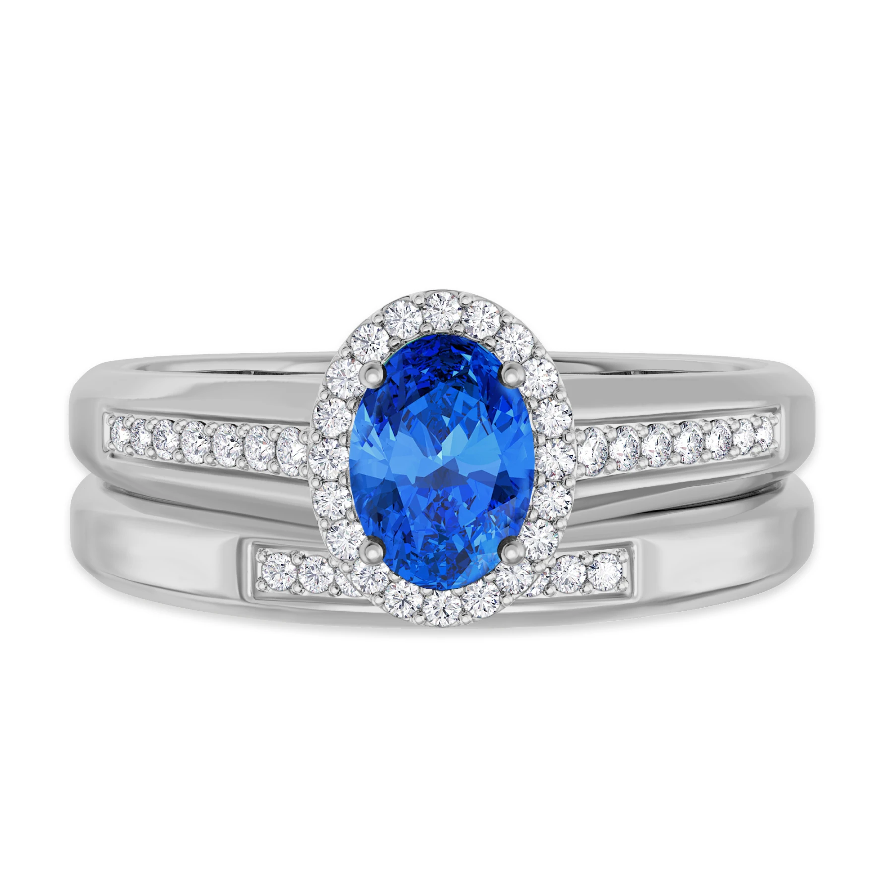 Chrisoula 7/8 Carat T.W. Sapphire and Diamond Matching Bridal Set 14K White Gold Vermeil - view 1