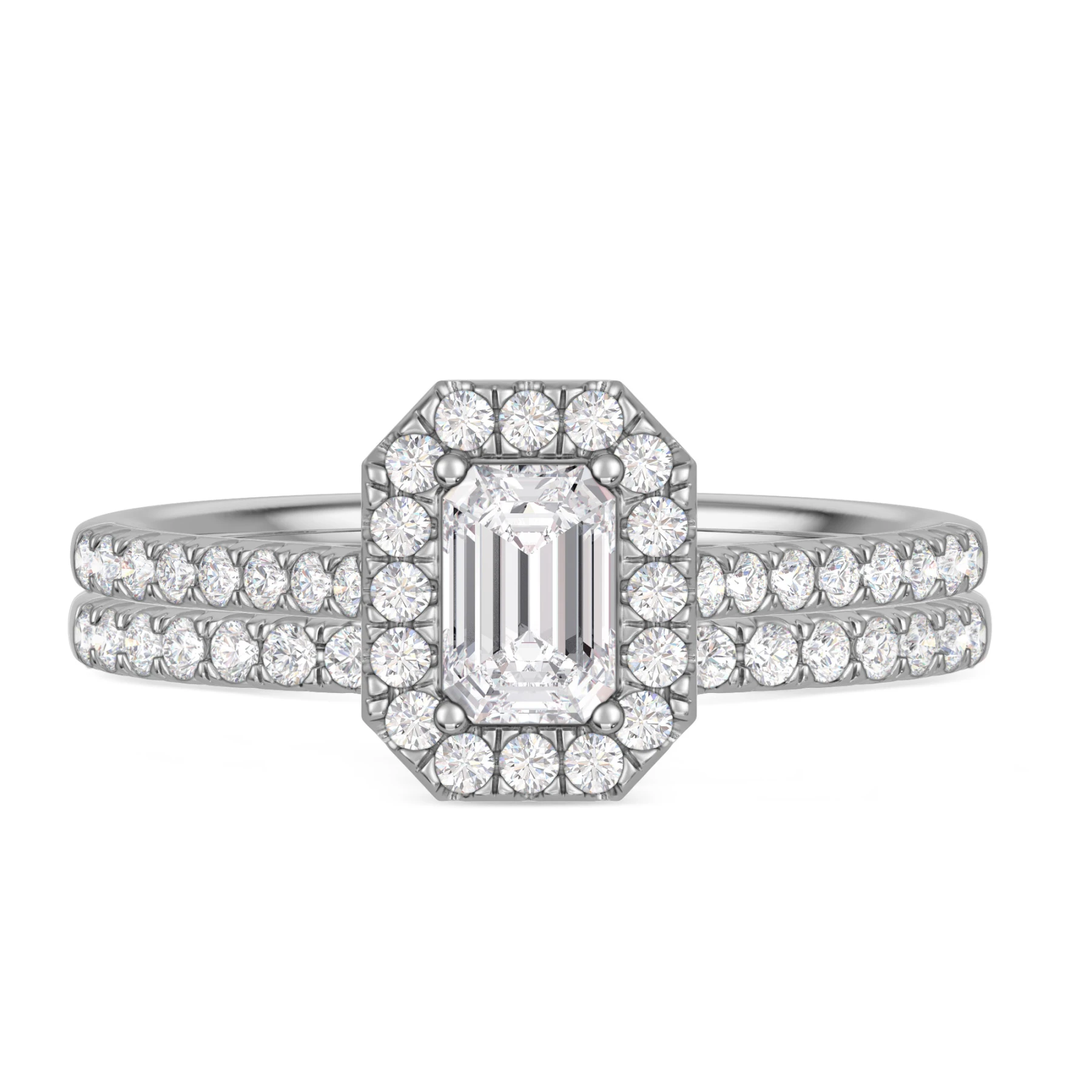 Adeola 1 ct tw. Lab Grown Diamond Emerald Solitaire Bridal Set Vermeil