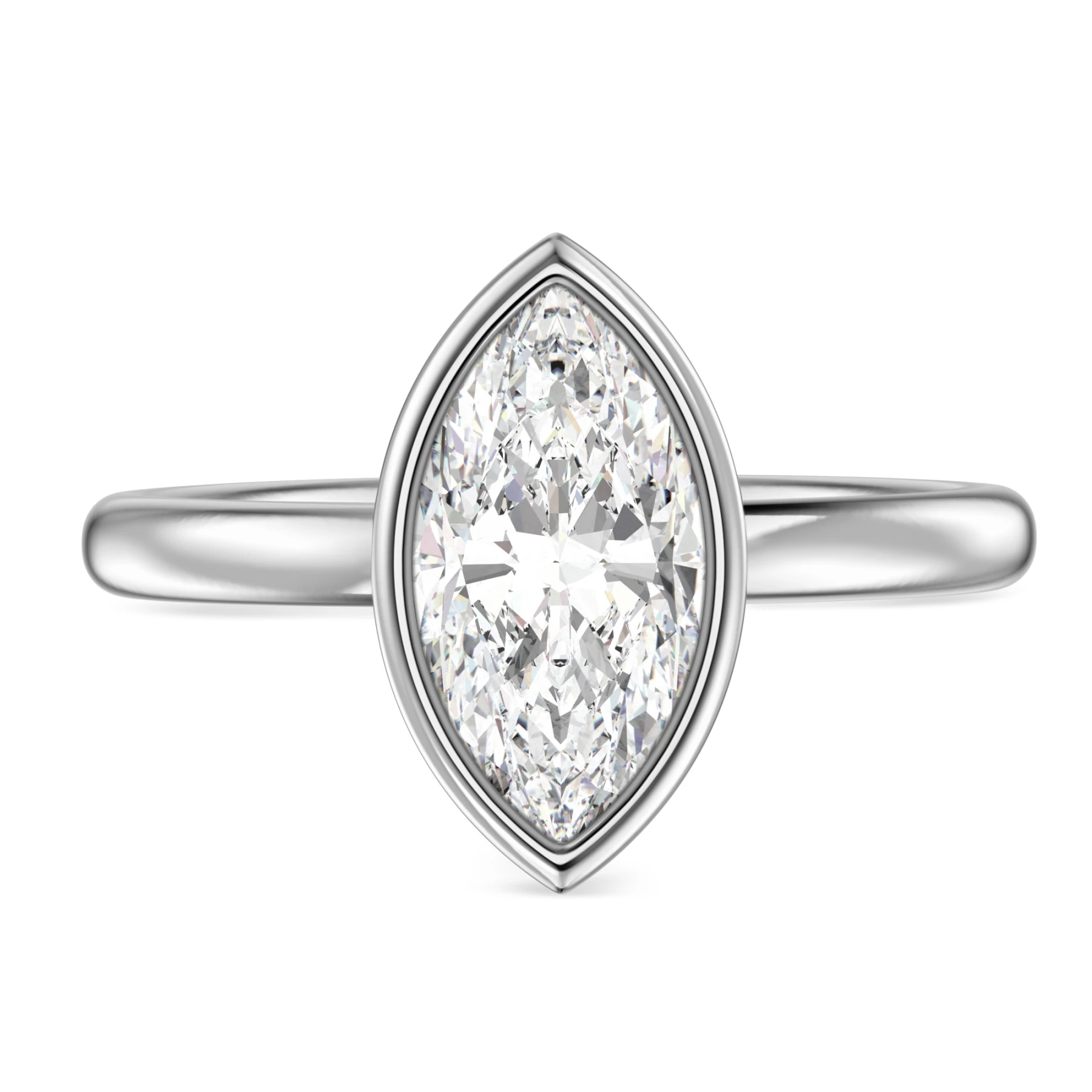 Niu 2 ct tw. Lab Grown Diamond Marquise Solitaire Engagement Ring Vermeil