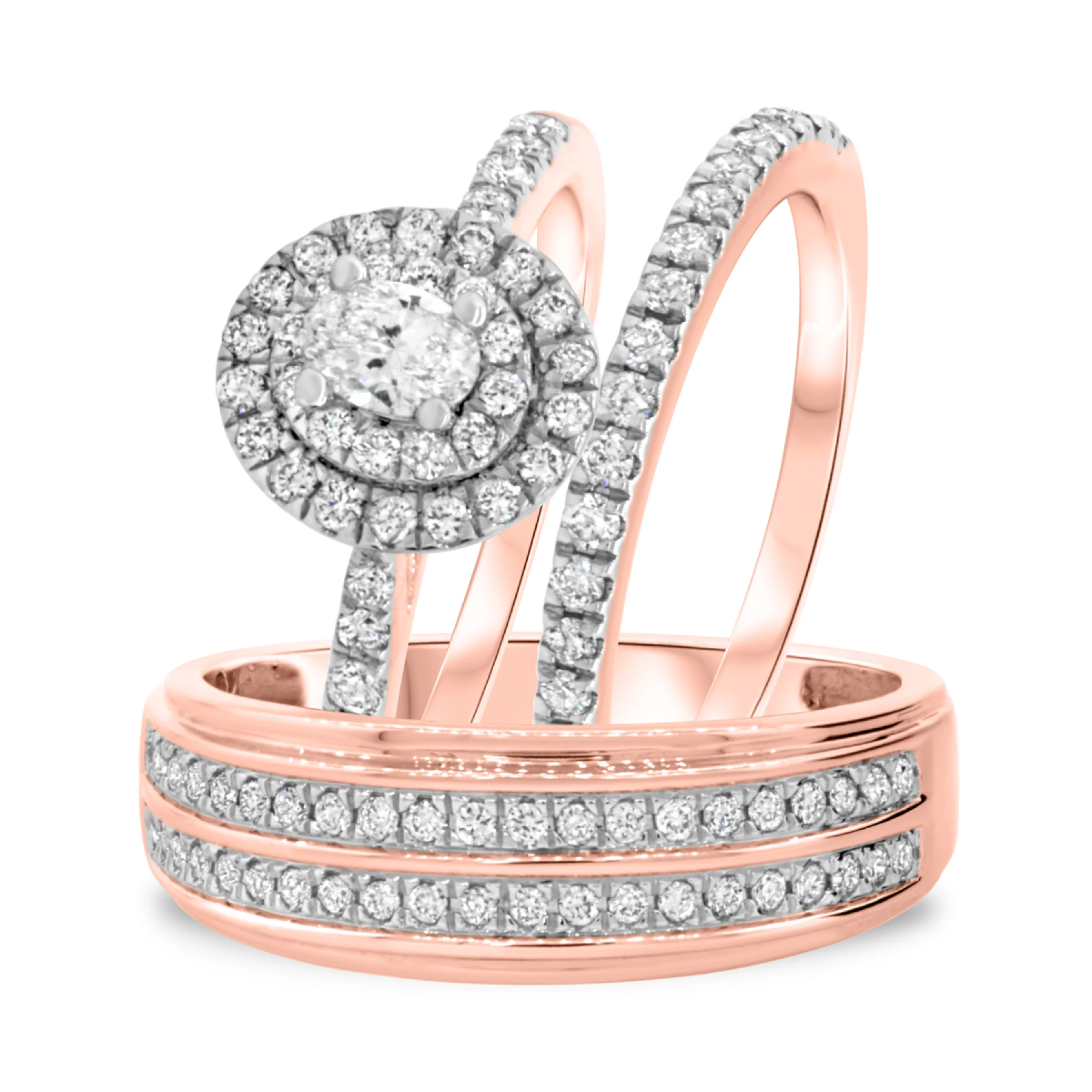 Dean 1 ct tw. Lab Grown Diamond Oval Solitaire Trio Set - view 1