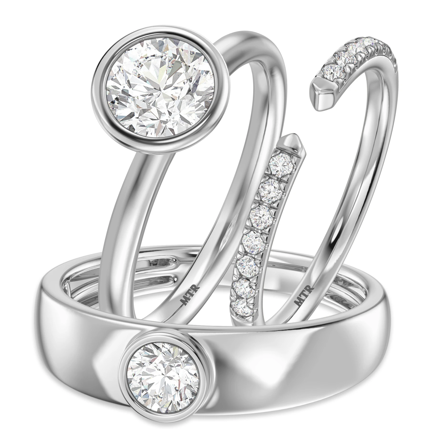 Niu 1 2/3 ct tw. Lab Grown Diamond Round Solitaire Trio Set 14K White Gold Vermeil - view 1