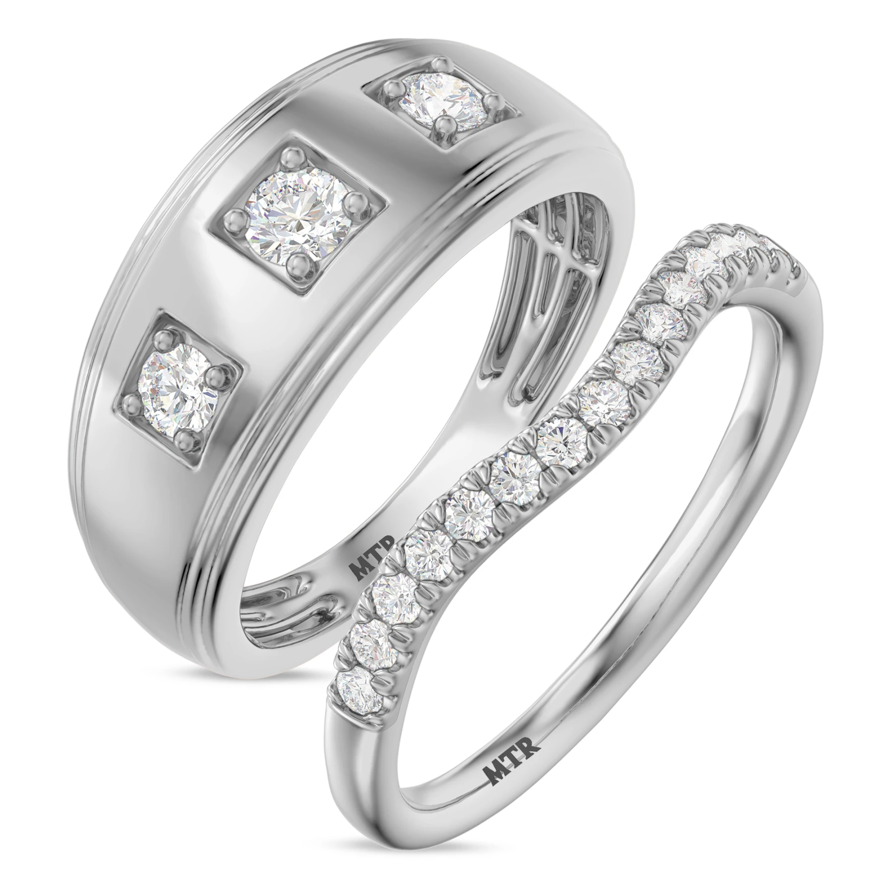 Nino 7/8 ct tw. Lab Grown Diamond Wedding Band Set - view 1