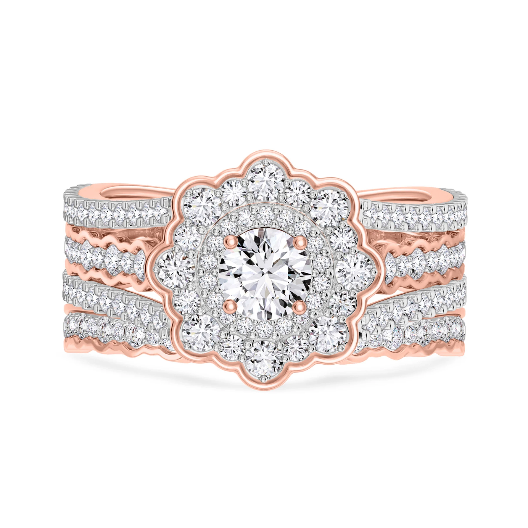 Hailee 2 2/3 ct tw. Lab Grown Diamond Round Solitaire Bridal Set 10K Rose Solid Gold - view 1