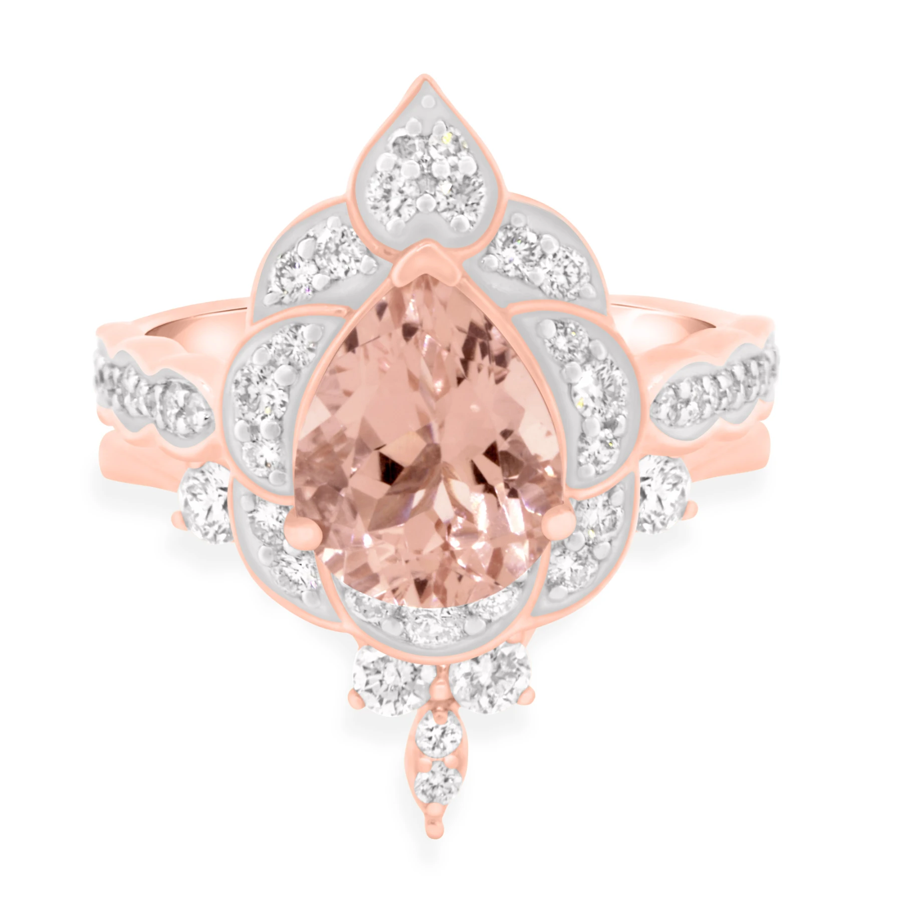 Petal 2 1/2 Carat T.W. Morganite and Diamond Matching Bridal Ring Set