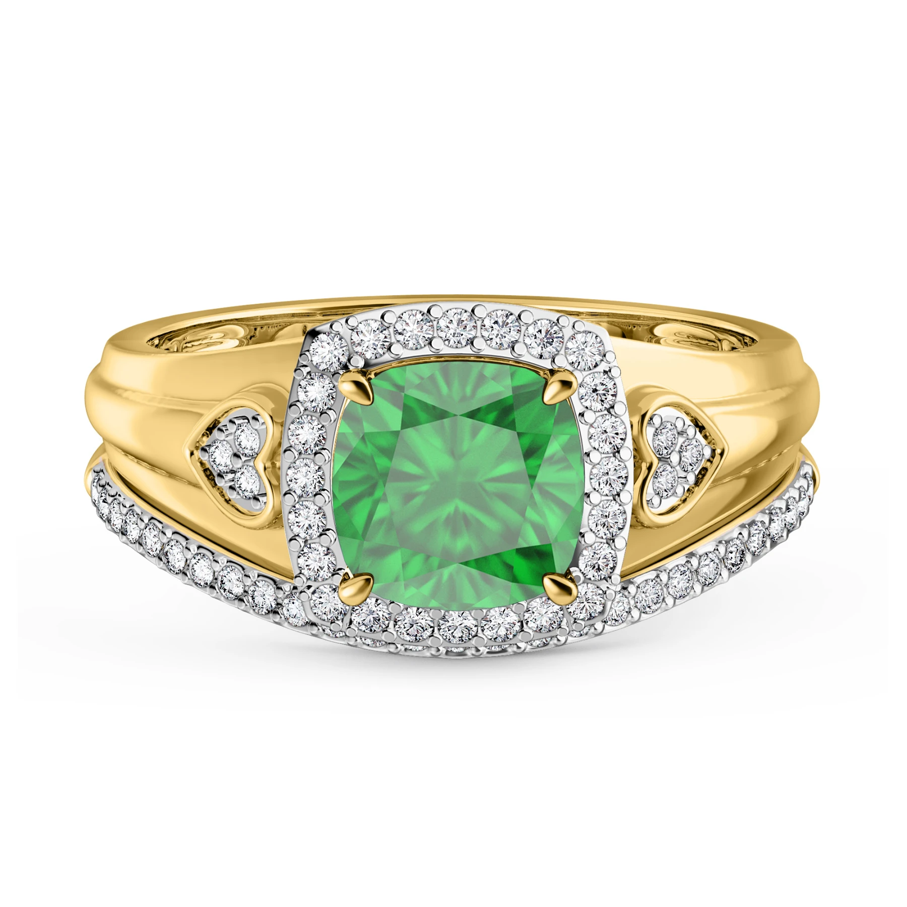 Erica 1 7/8 Carat T.W. Emerald and Diamond Matching Bridal Set 14K Yellow Gold Vermeil - view 1