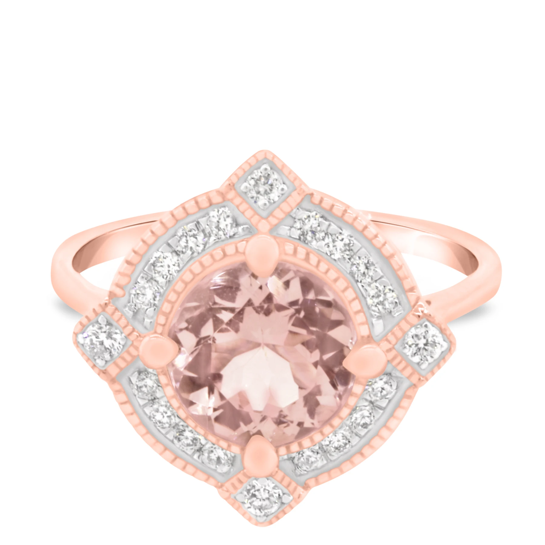 Lulu 1 3/4 Carat T.W. Morganite and diamond Engagement Ring
