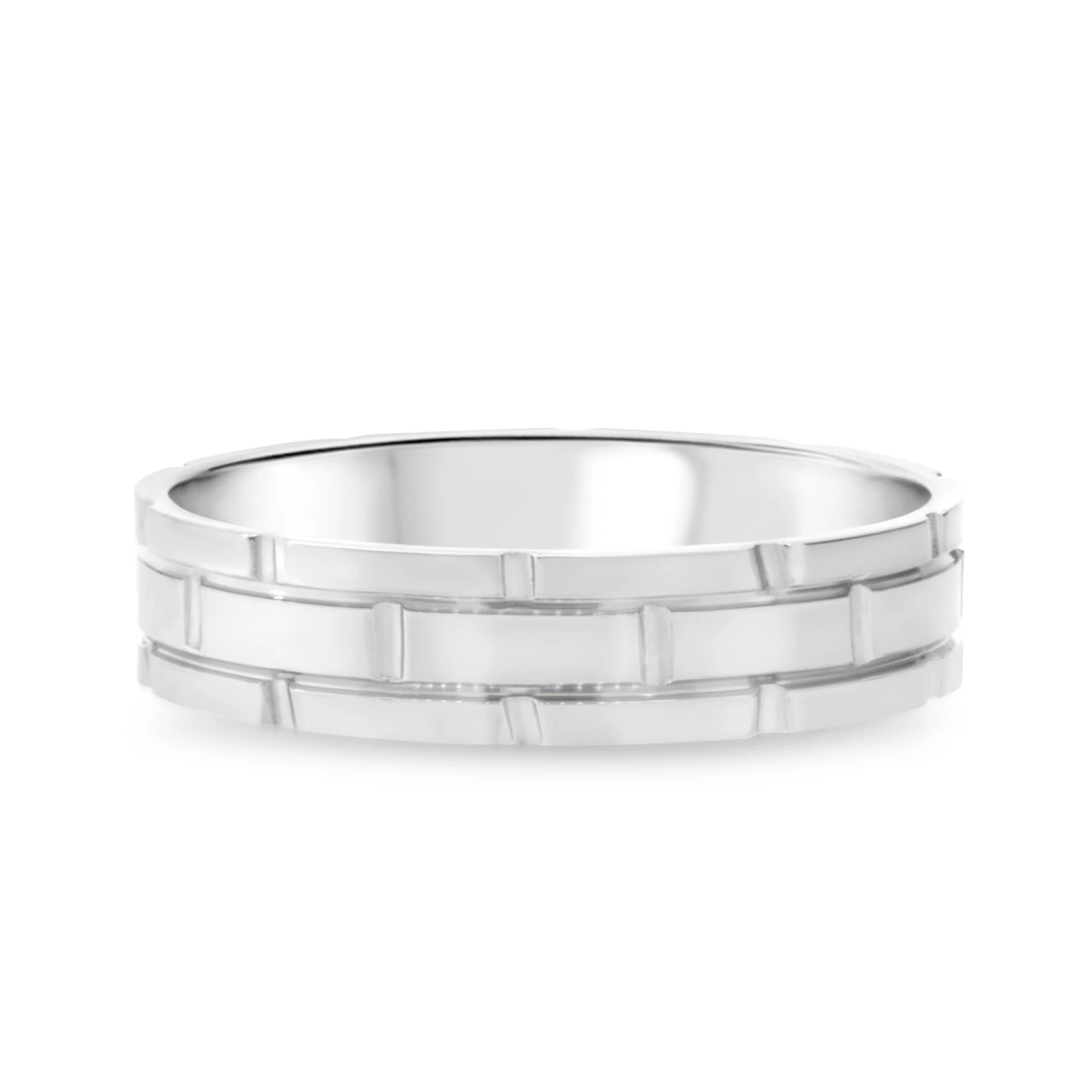 Winslow Traditional Mens Wedding Band 14K White Gold. - view 1