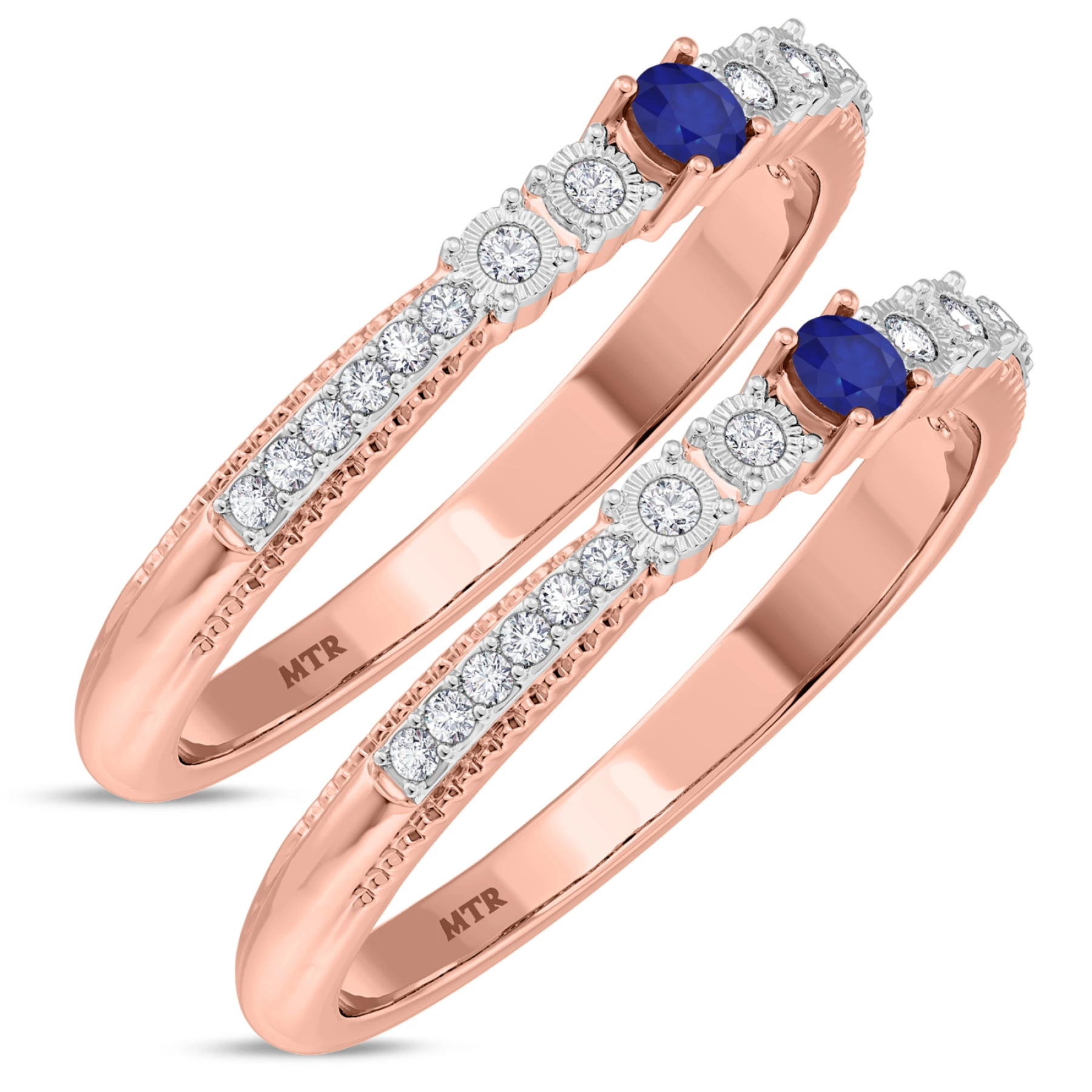 Magnol 1/3 CT. T.W. Sapphire and Diamond Same Sex Ladies Band Set - view 1
