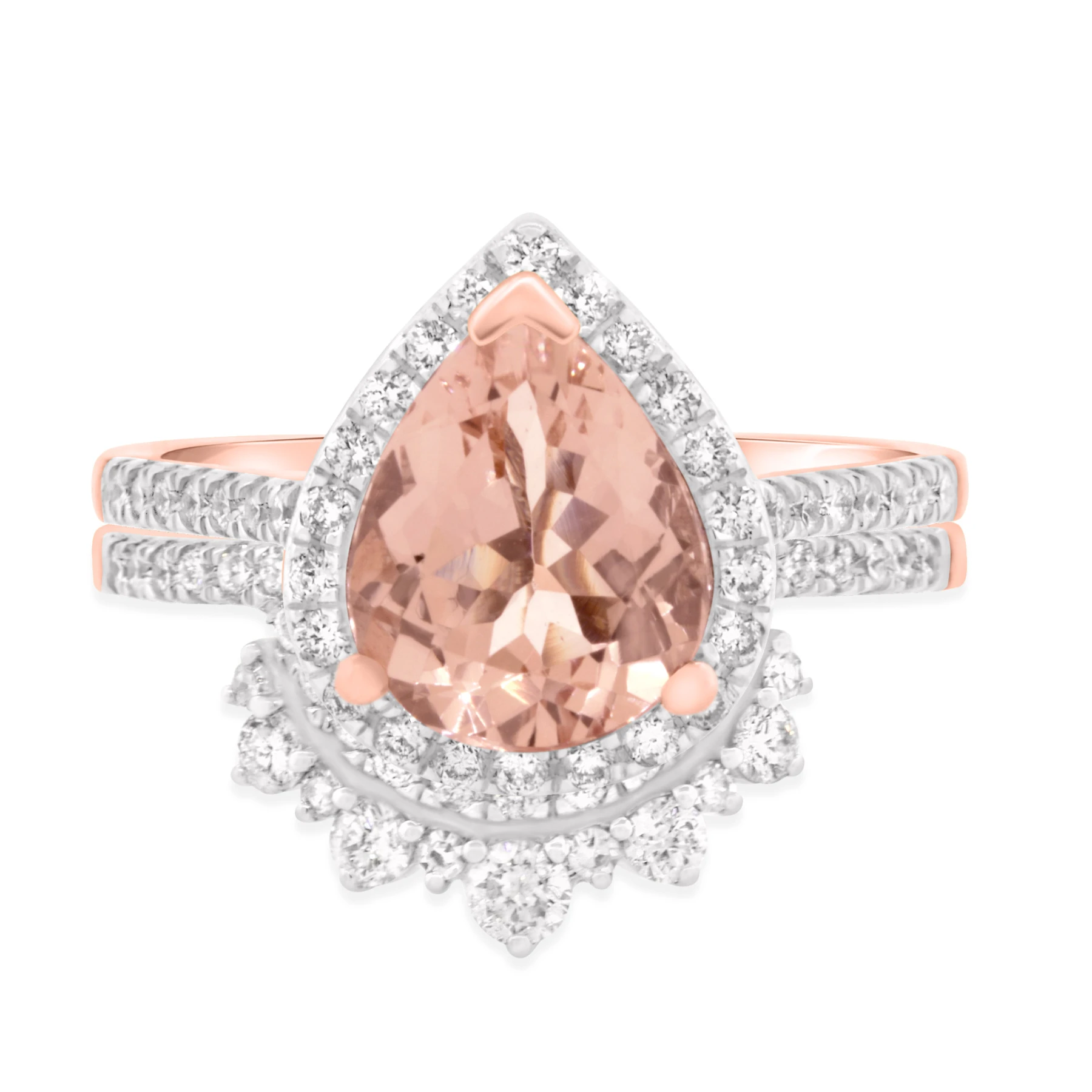 Orchid 2 1/2 CT. T.W. Morganite and Diamond Matching Bridal Ring Set