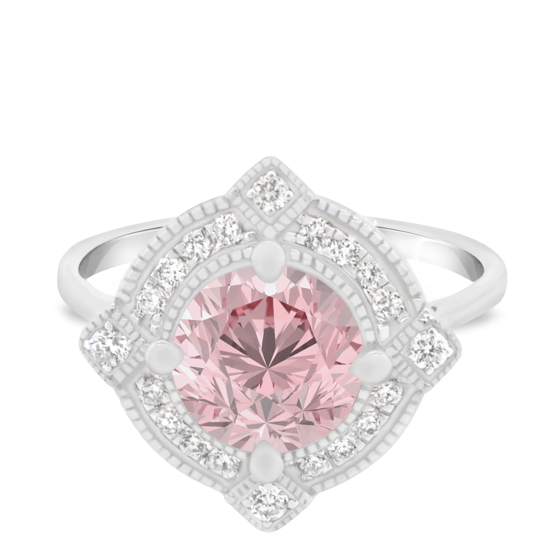 Lulu 1 3/4 Carat T.W. Morganite and diamond Engagement Ring Vermeil