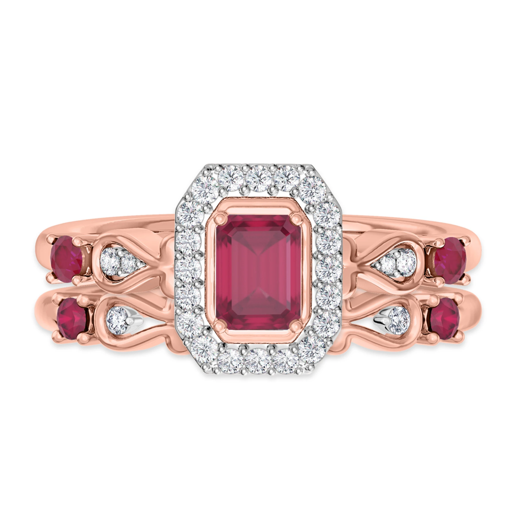 Garland 1 CT. T.W. Ruby and Diamond Matching Bridal Bridal Set - view 1
