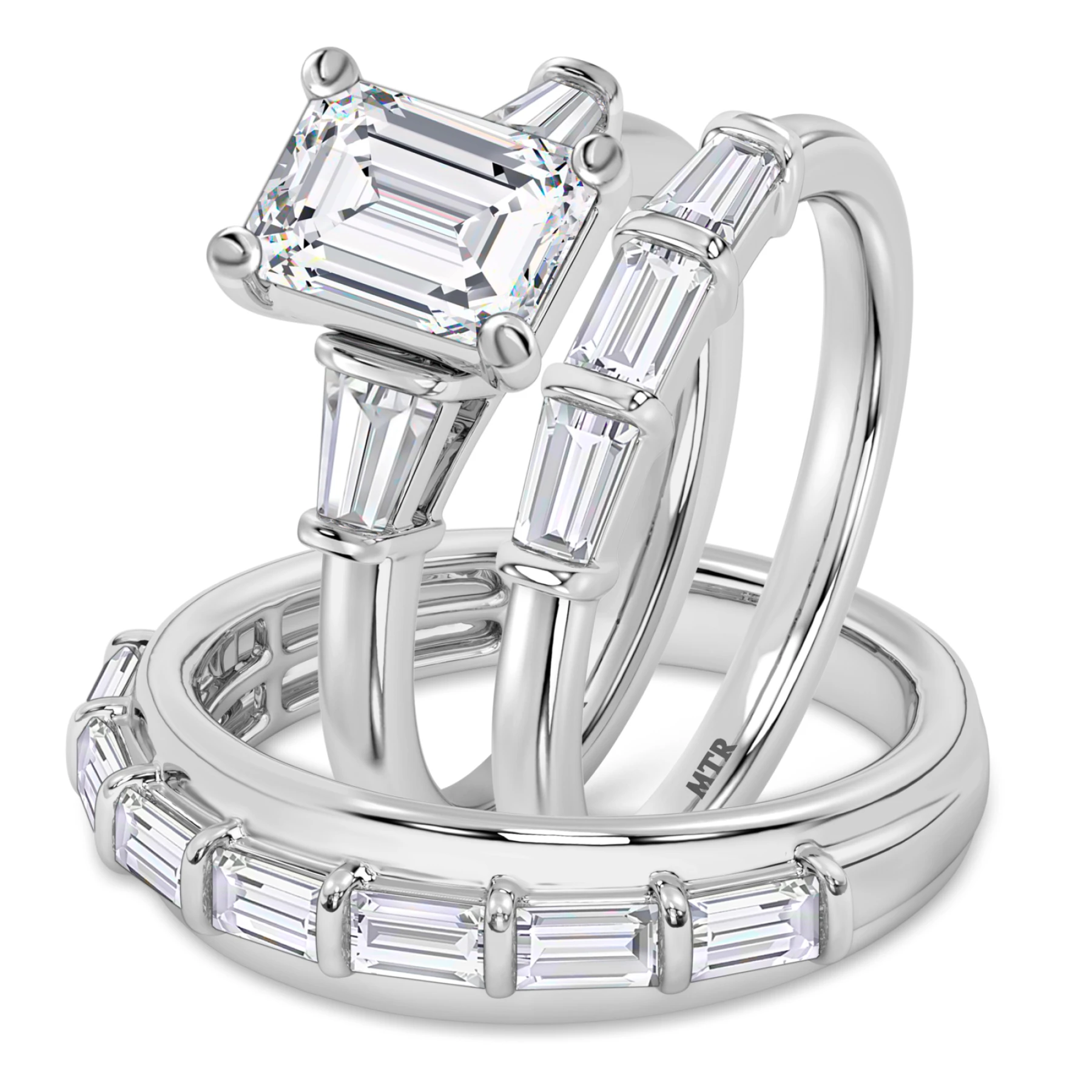 Canna 3 3/4 ct tw. Lab Grown Diamond Emerald Solitaire Trio Set - view 1
