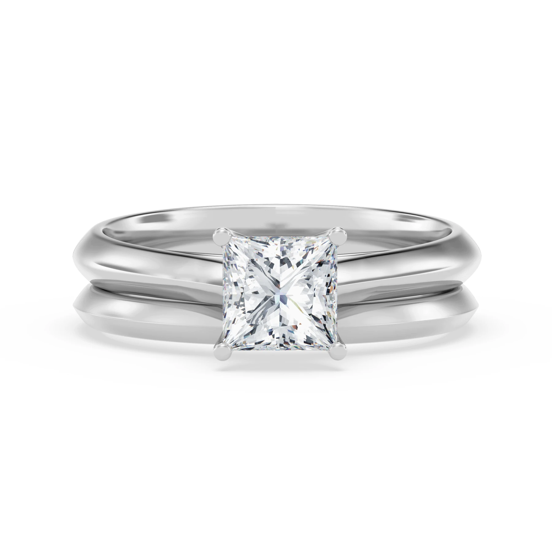 Jena 3/4 ct tw. Lab Grown Diamond Princess Solitaire Bridal Set Vermeil