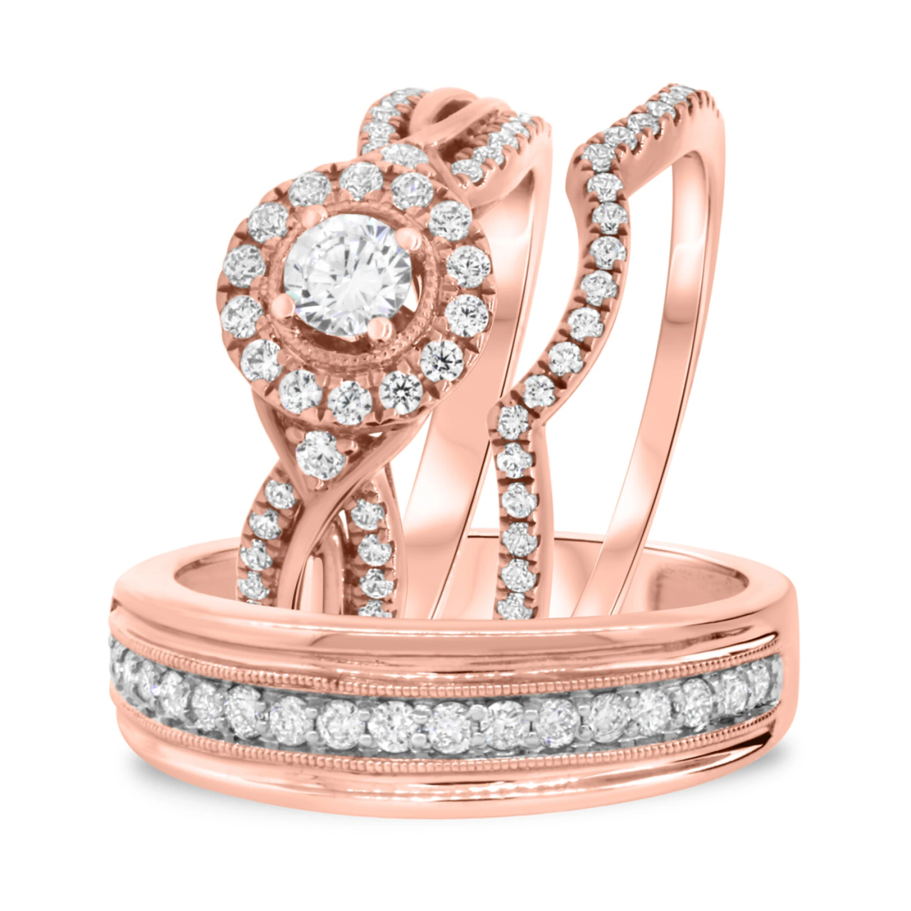 Janette 1 ct tw. Diamond Round Solitaire Trio Set - view 1