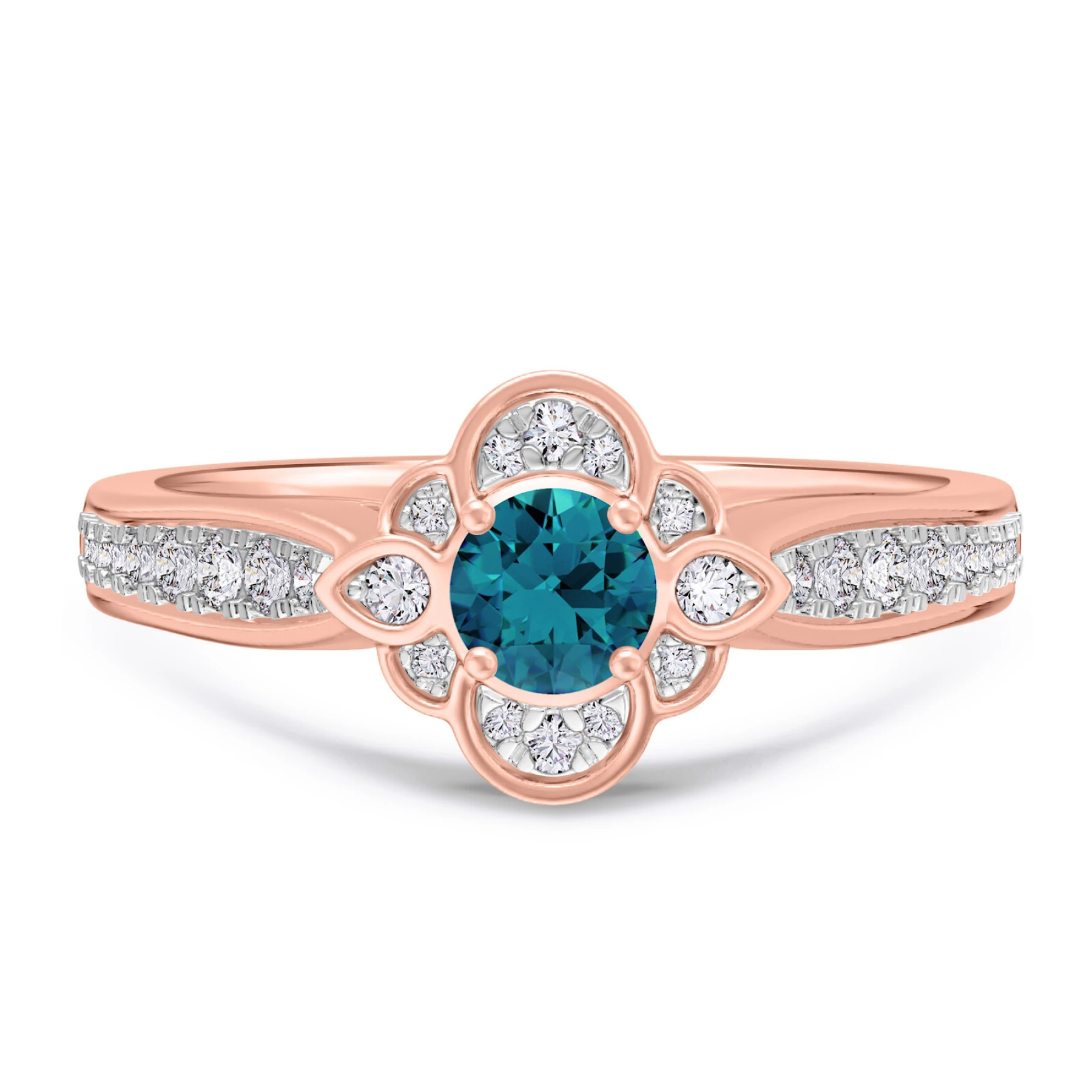 Salima 1/2 ct tw. Blue Diamond Round Solitaire Engagement Ring 14K Rose Solid Gold - view 1
