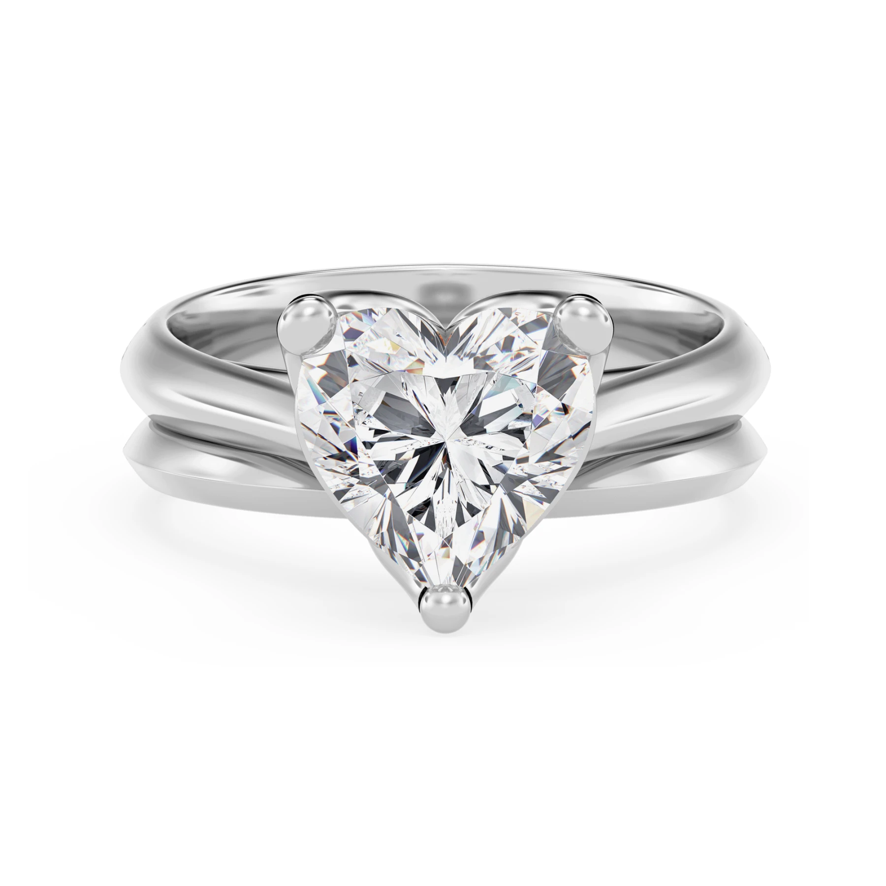 Jena 3 ct tw. Lab Grown Diamond Heart Solitaire Bridal Set Vermeil