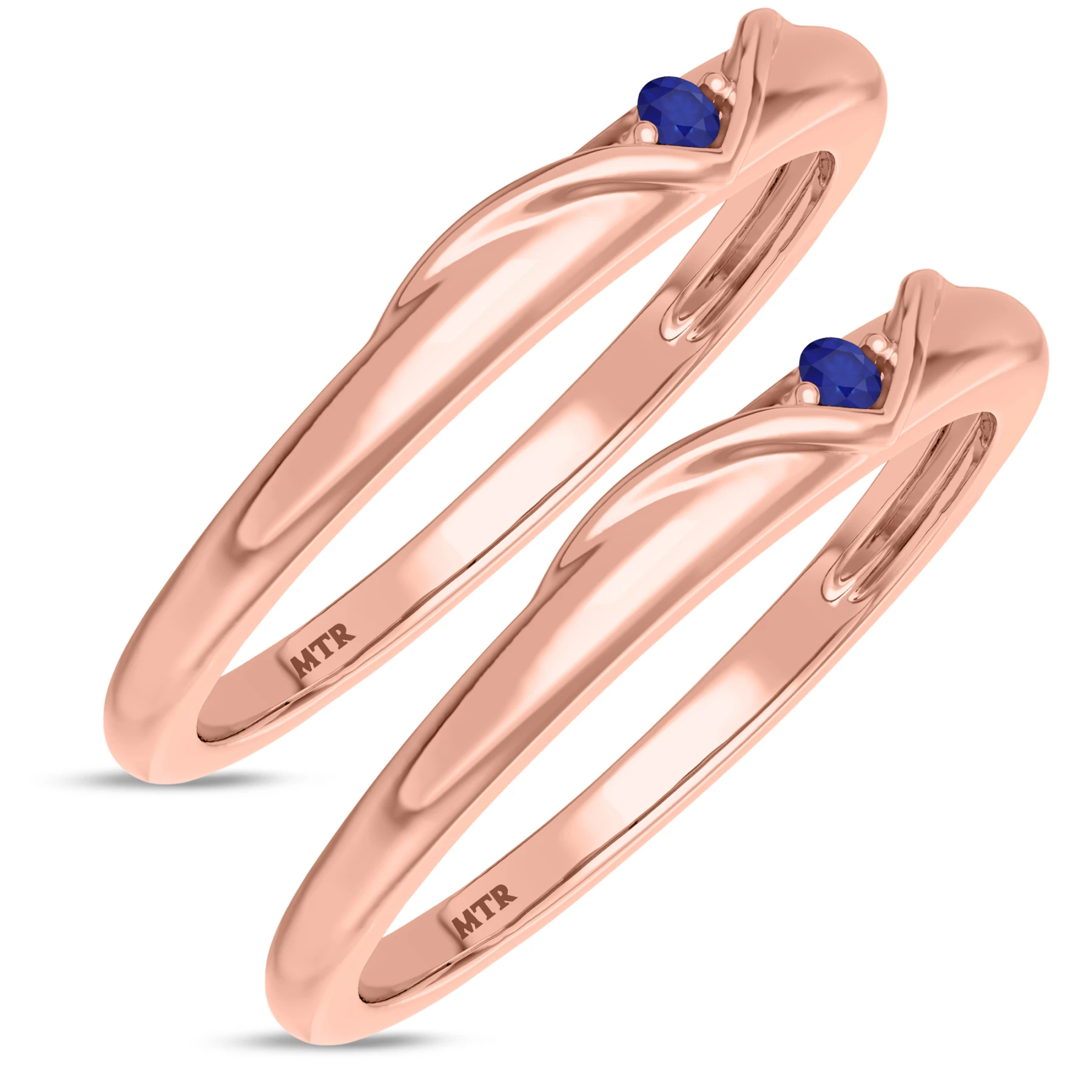 Neeja 1/10 Carat T.W. Sapphire and Diamond Same Sex Ladies Band Set - view 1