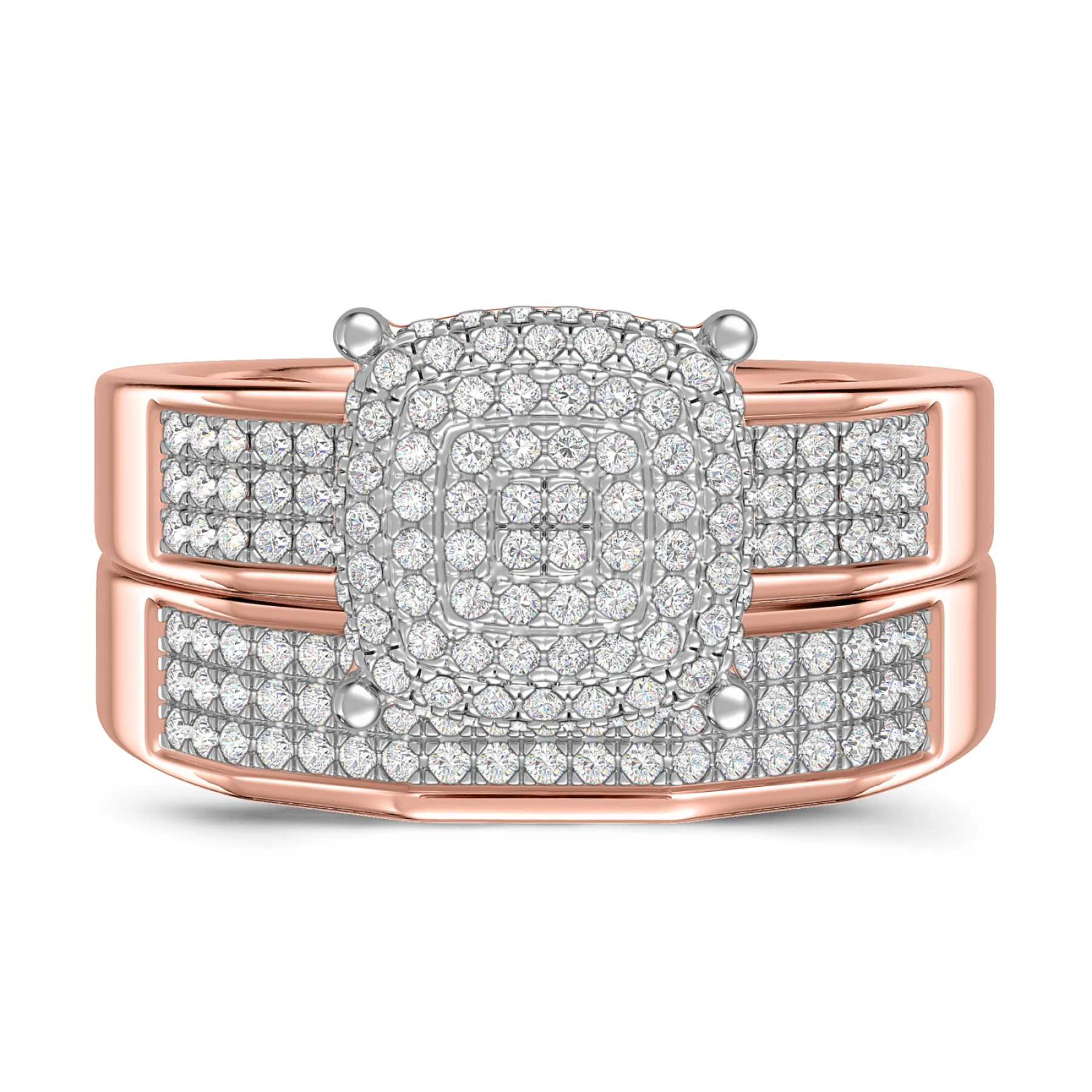 Enamor 2/3 CT. T.W. Diamond Princess Cluster Bridal Set - view 1