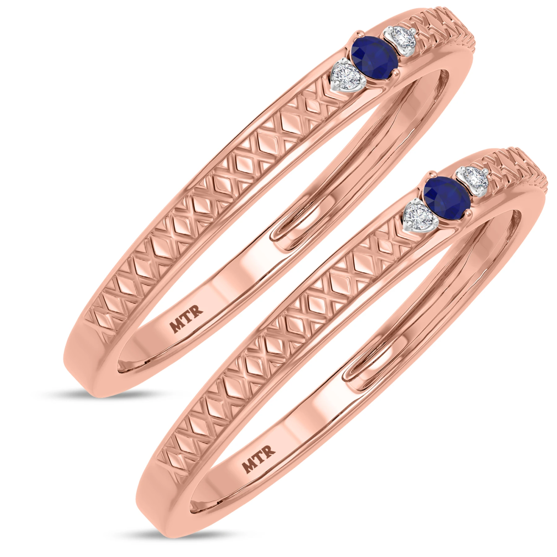 Manuka 1/8 CT. T.W. Sapphire and Diamond Same Sex Ladies Band Set - view 1
