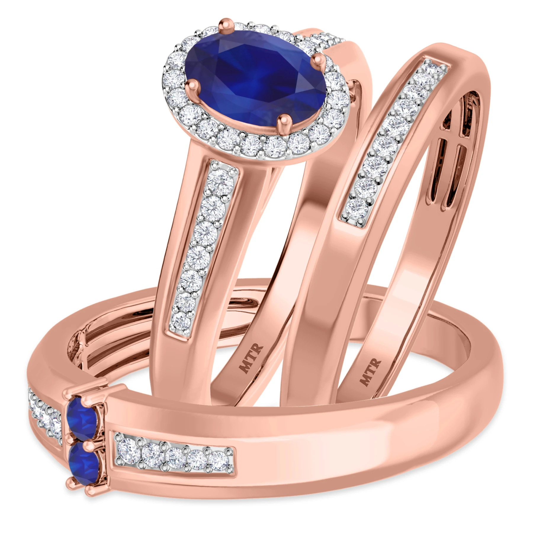 Chrisoula 1 Carat T.W. and Diamond Trio Matching Wedding Ring Set