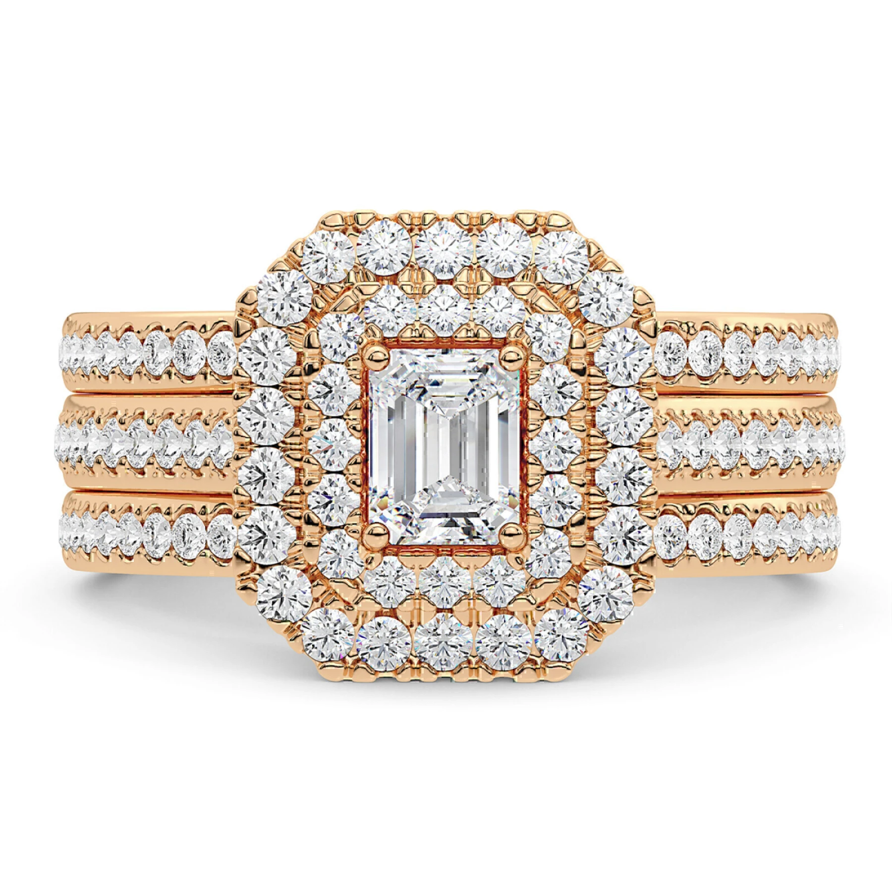 Nalda 2 Carat T.W. Diamond Emerald Solitaire Bridal Set